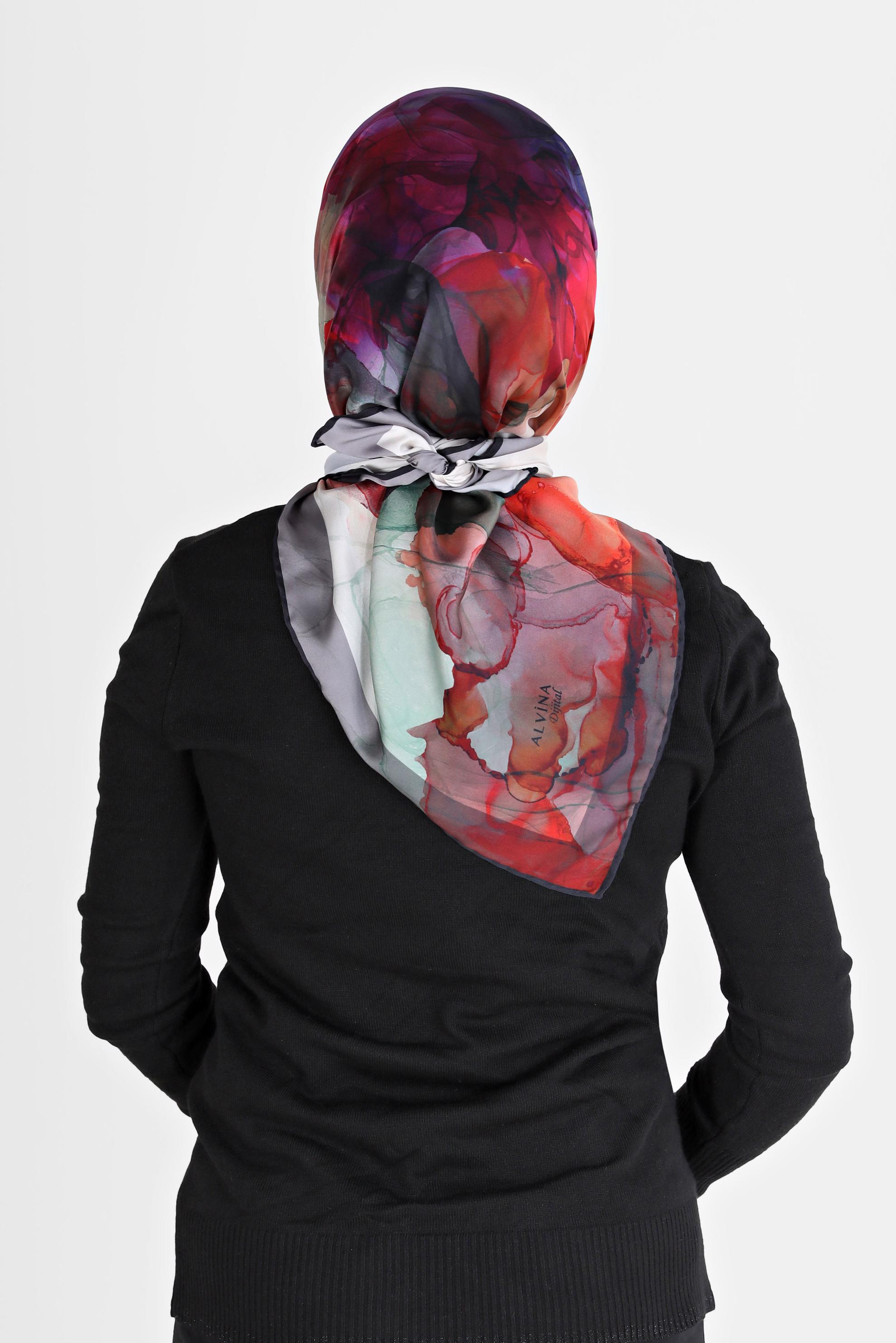 Tesettür giyim SİYAH ALVİNA DİJİTAL SURA EŞARP 8098 