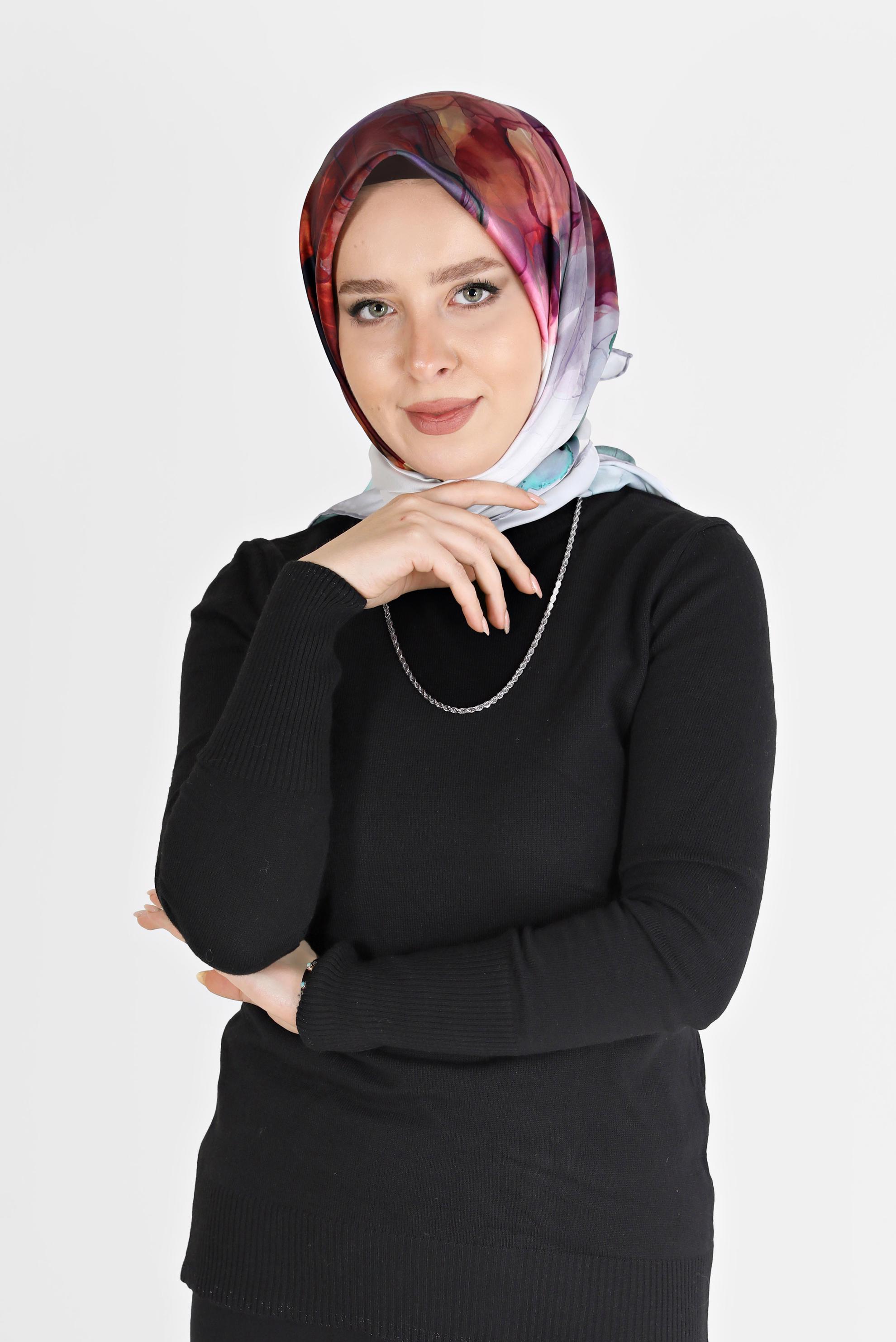 Tesettür giyim GÜMÜŞ ALVİNA DİJİTAL SURA EŞARP 8098 