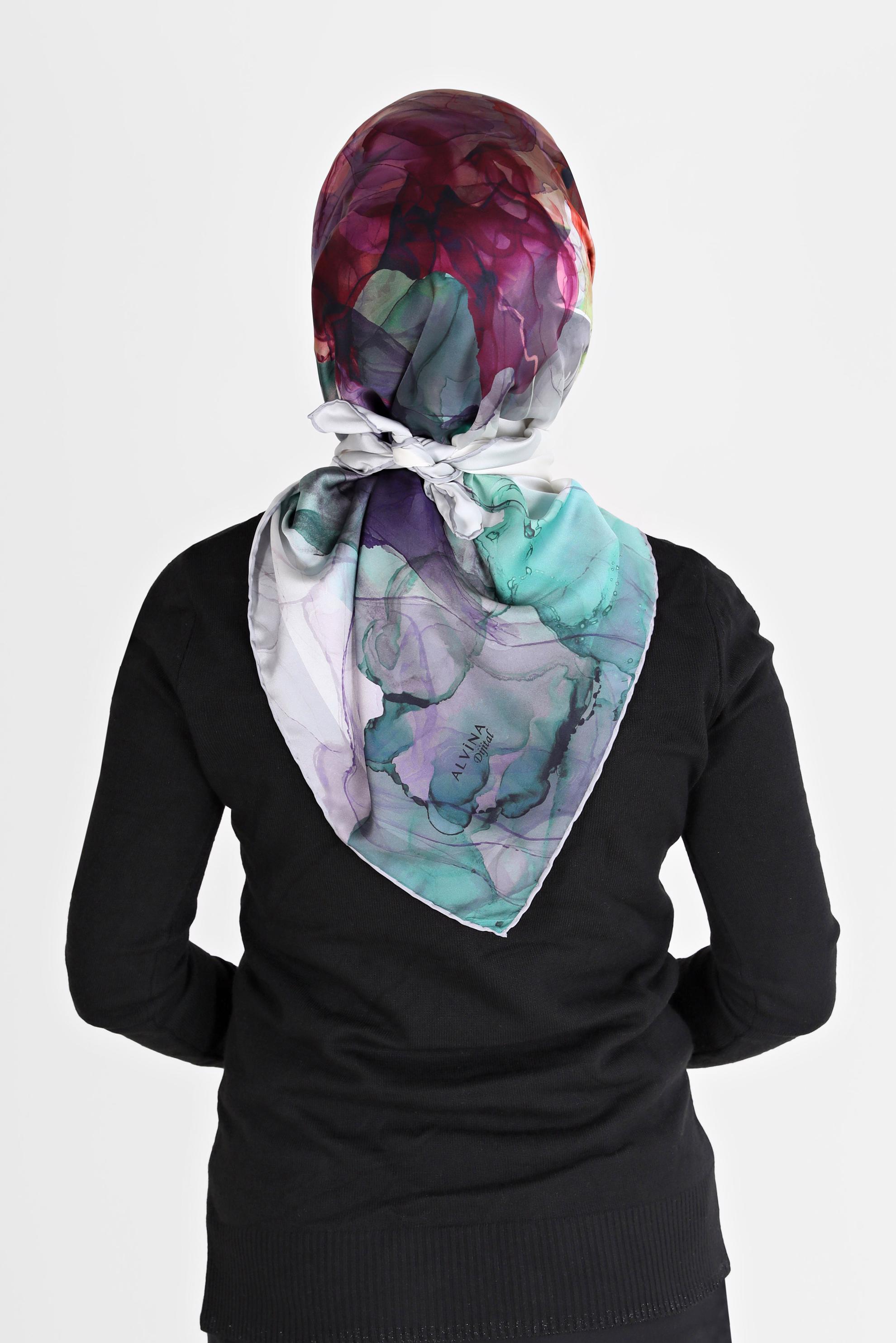 Tesettür giyim GÜMÜŞ ALVİNA DİJİTAL SURA EŞARP 8098 