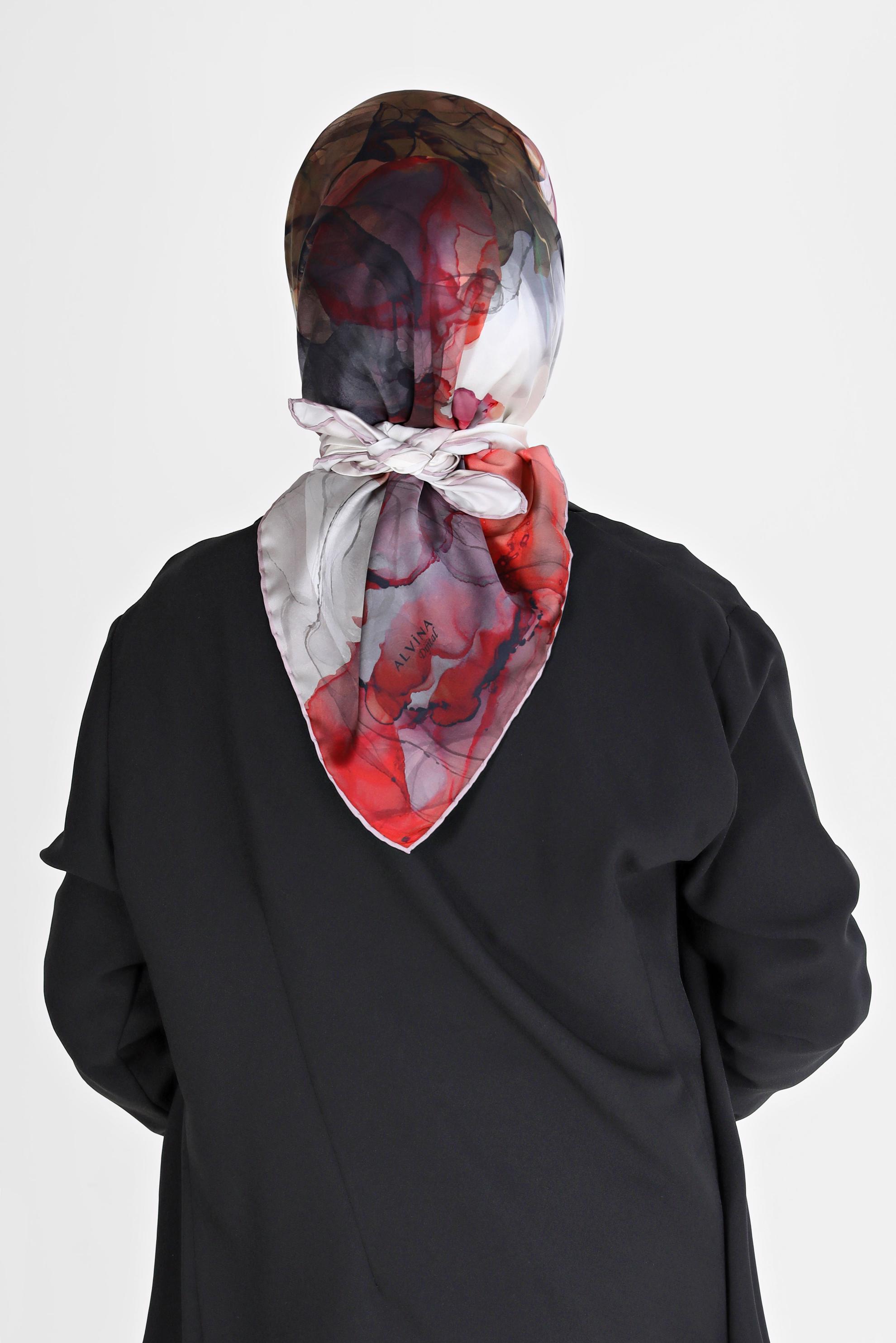 Tesettür giyim PUDRA ALVİNA DİJİTAL SURA EŞARP 8098 