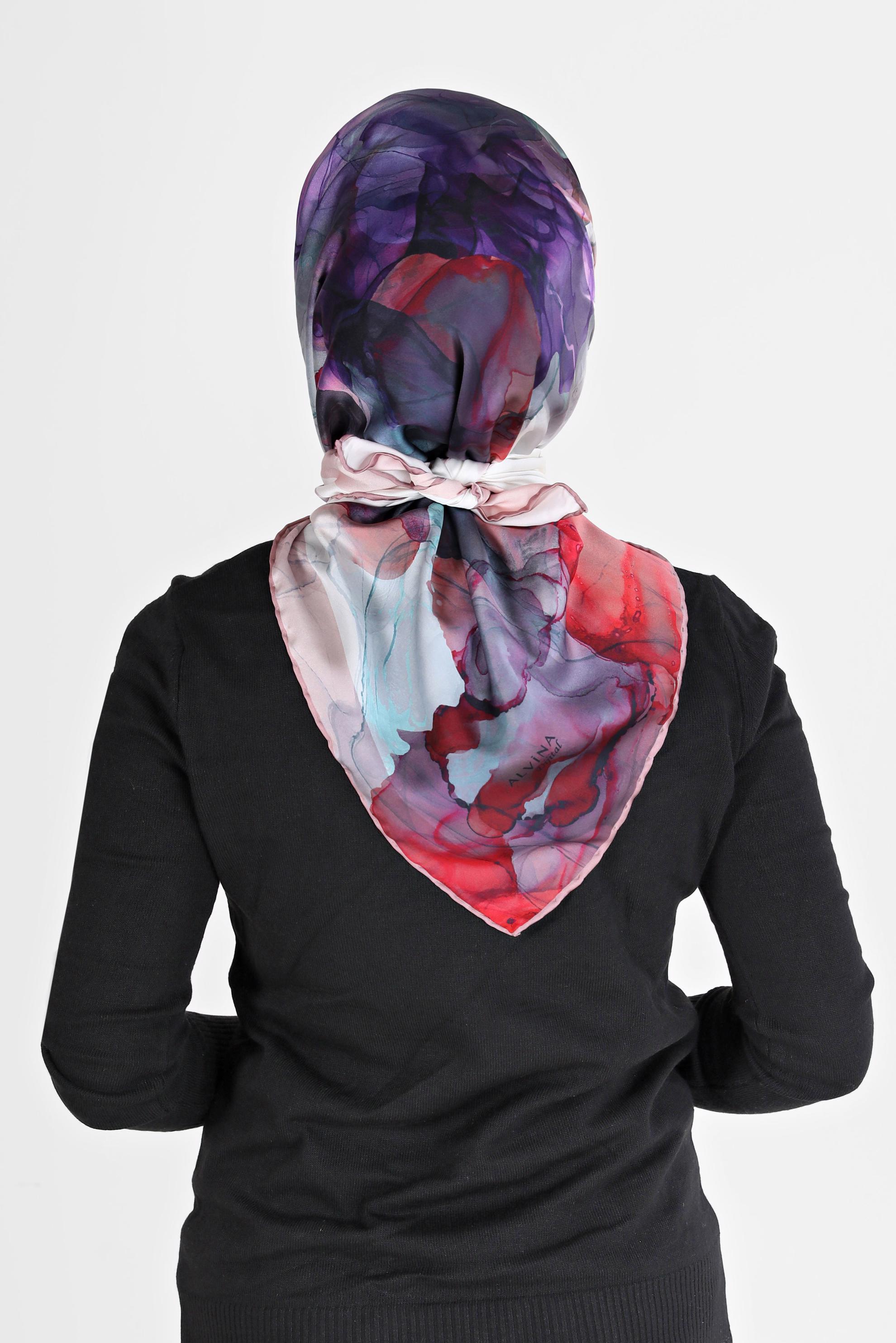 Tesettür giyim PUDRA ALVİNA DİJİTAL SURA EŞARP 8098 