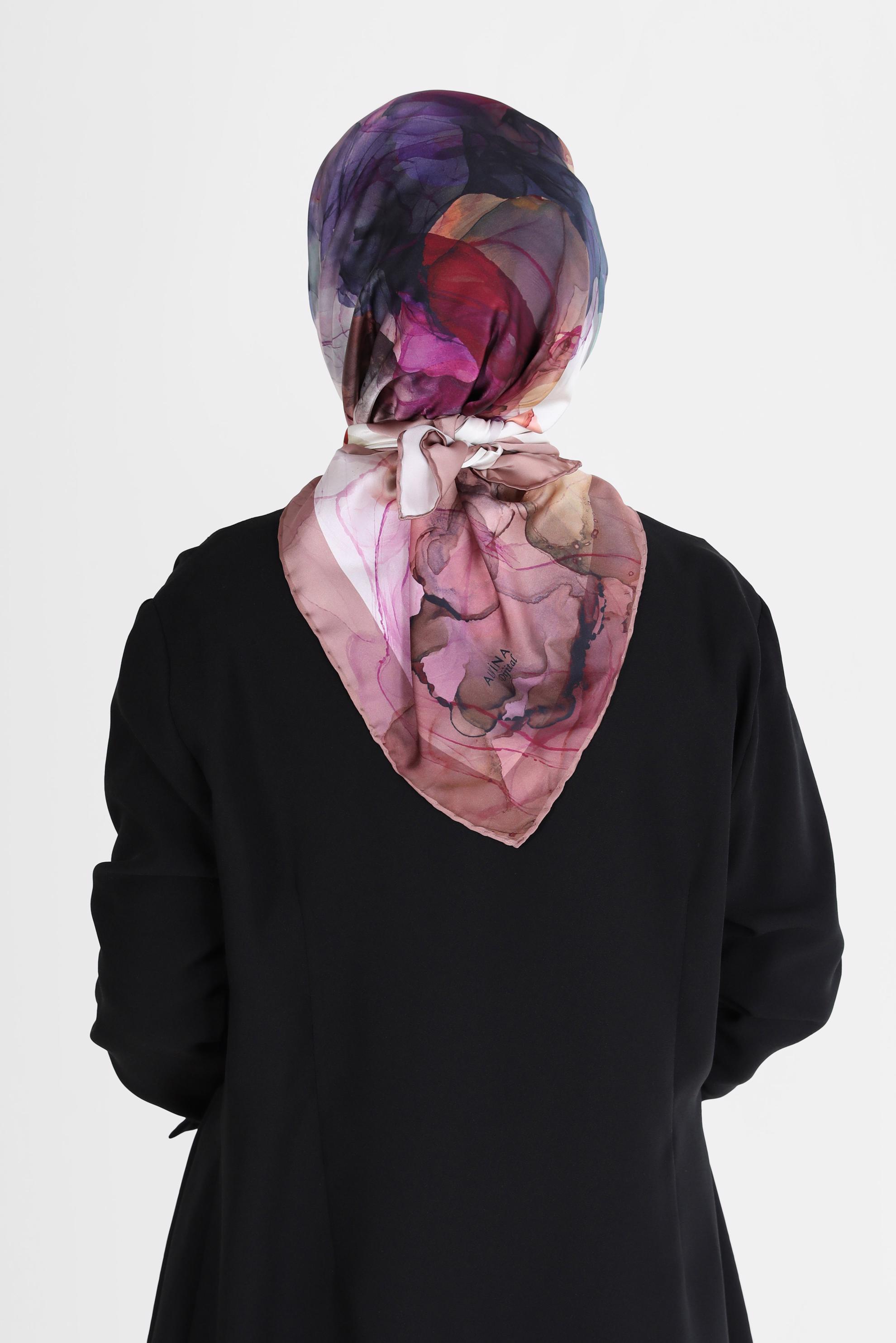 Tesettür giyim PEMBE ALVİNA DİJİTAL SURA EŞARP 8098 