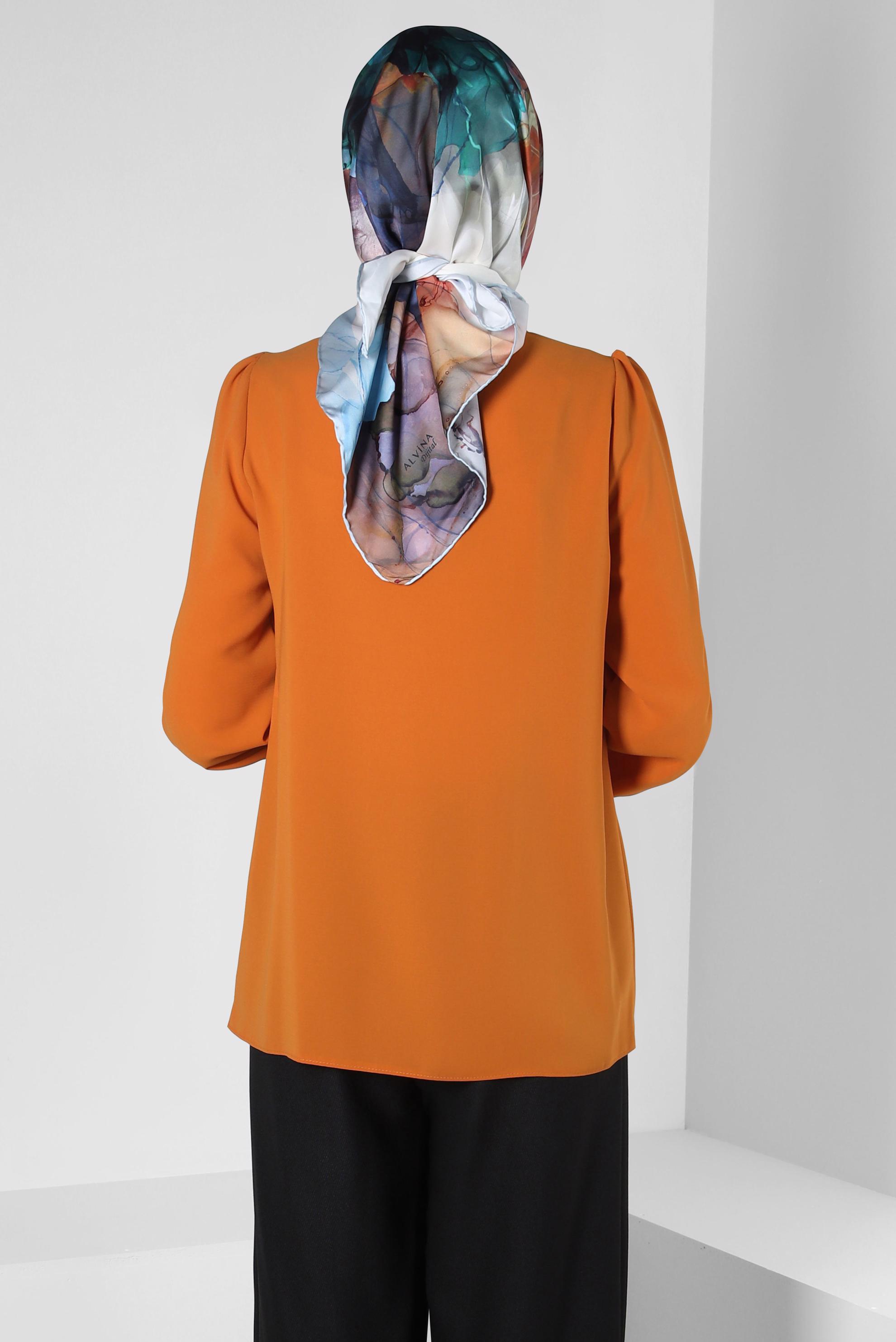 Tesettür giyim MAVİ ALVİNA DİJİTAL SURA EŞARP 8098 