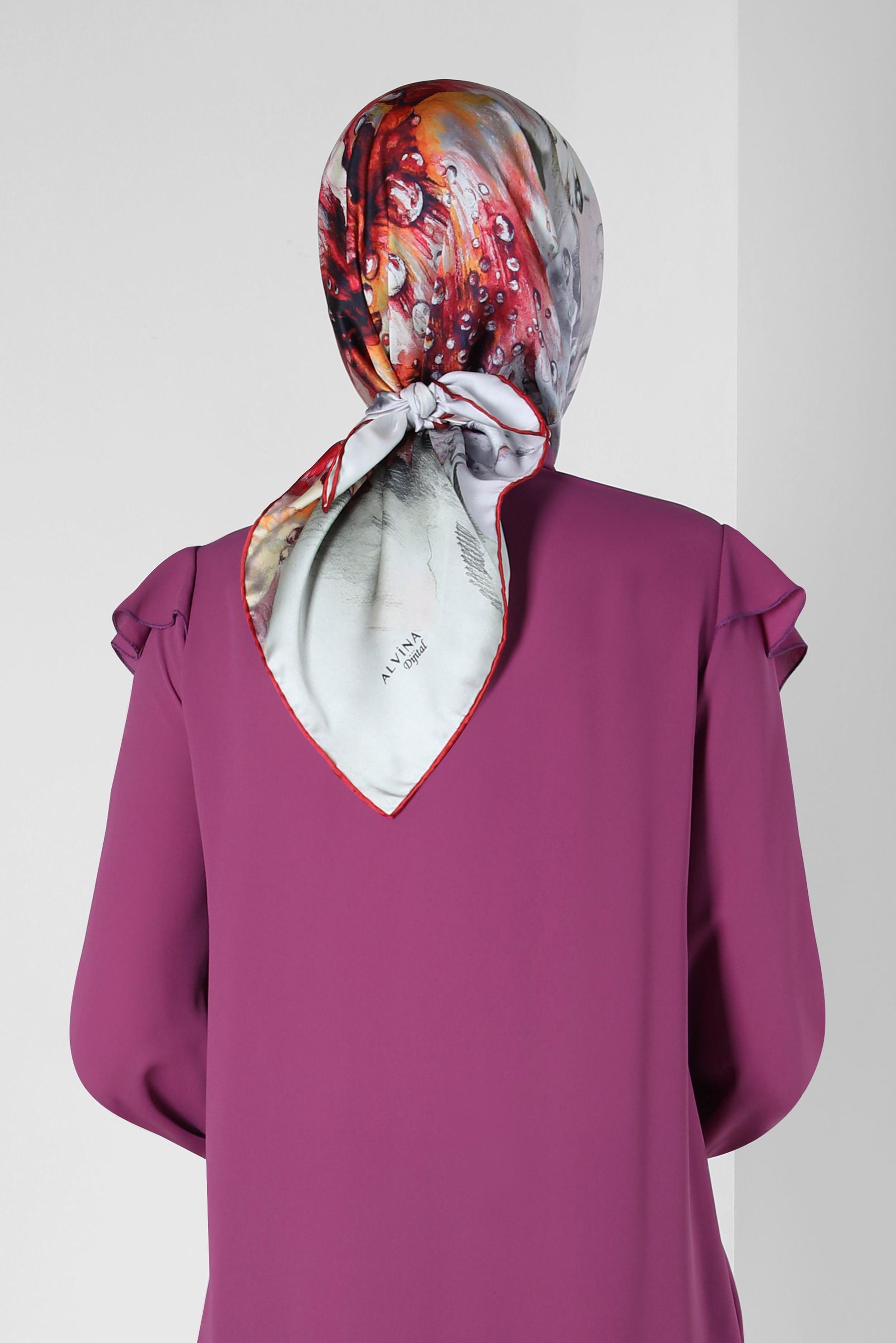 Tesettür giyim KIRMIZI ALVİNA DİJİTAL SURA EŞARP 8099 