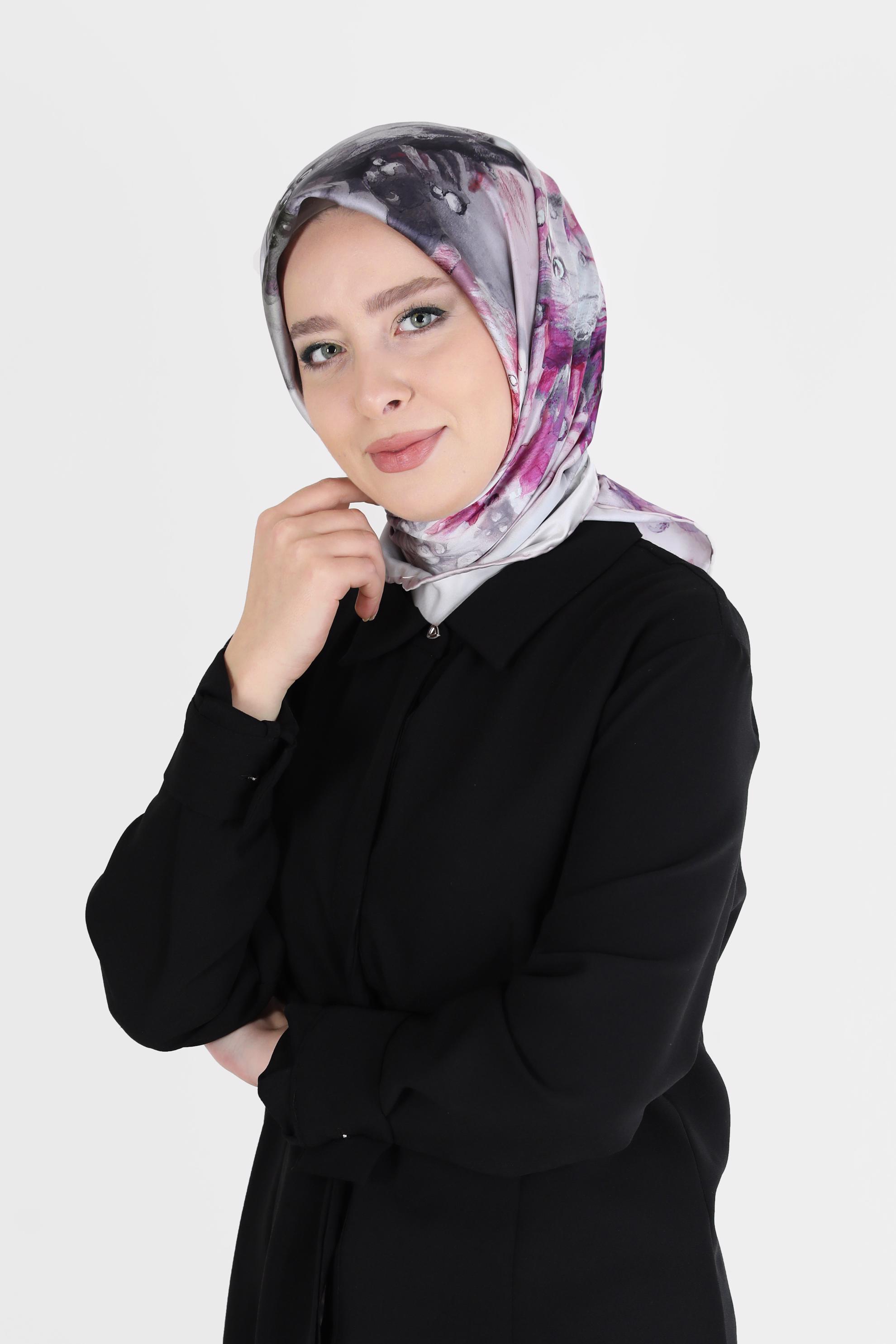 Tesettür giyim PUDRA ALVİNA DİJİTAL SURA EŞARP 8099 