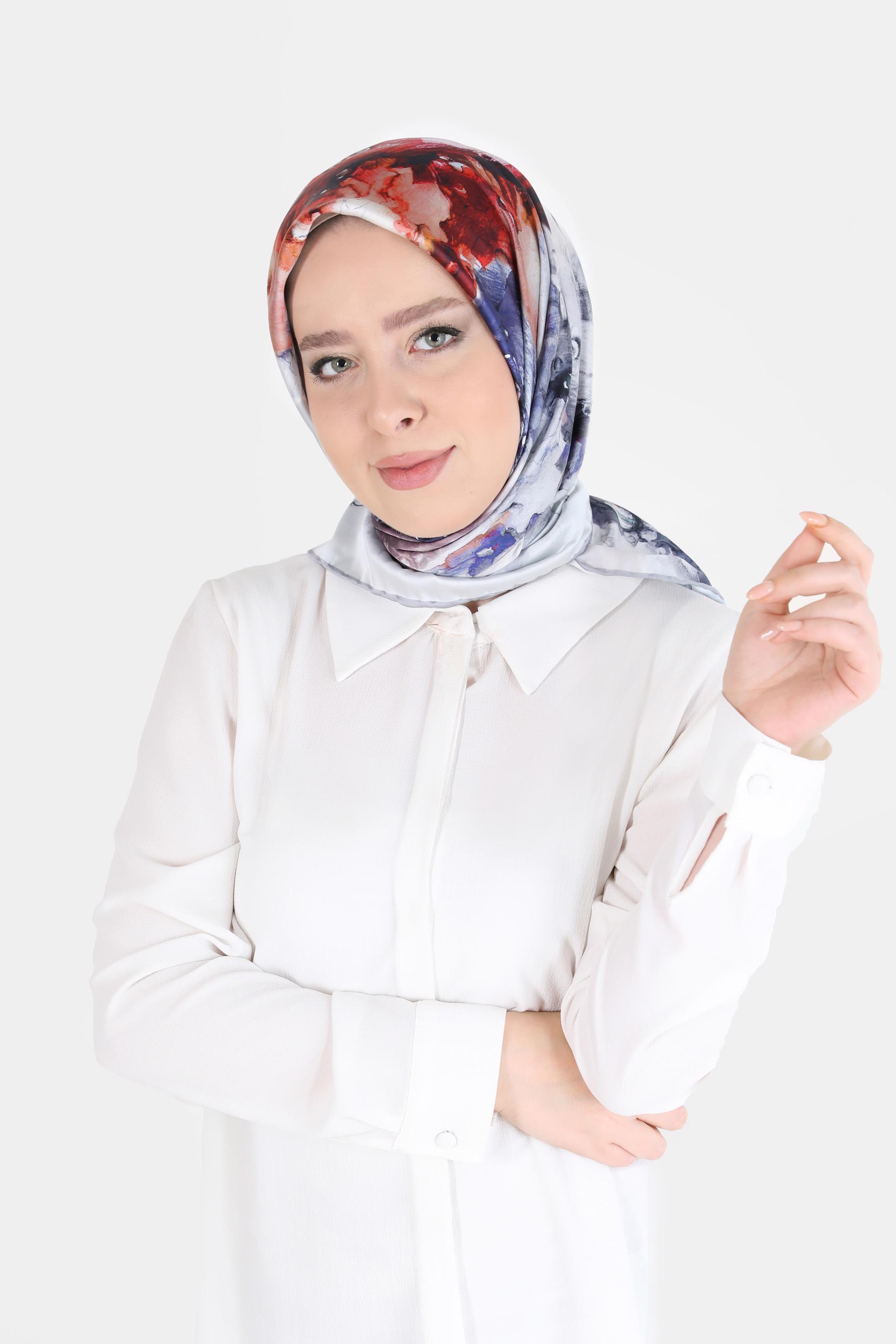 Tesettür giyim GRİ ALVİNA DİJİTAL SURA EŞARP 8099 