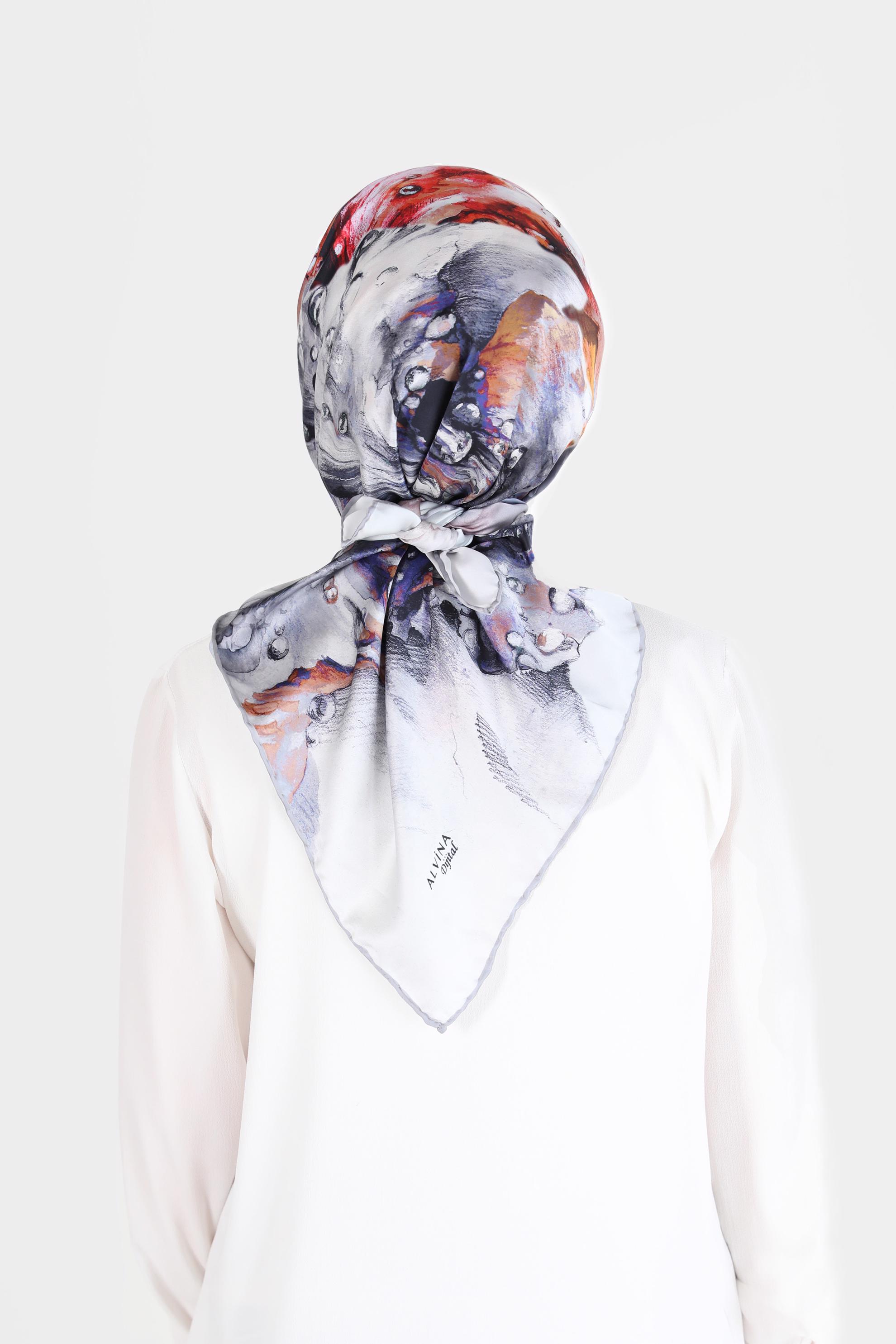 Tesettür giyim GRİ ALVİNA DİJİTAL SURA EŞARP 8099 