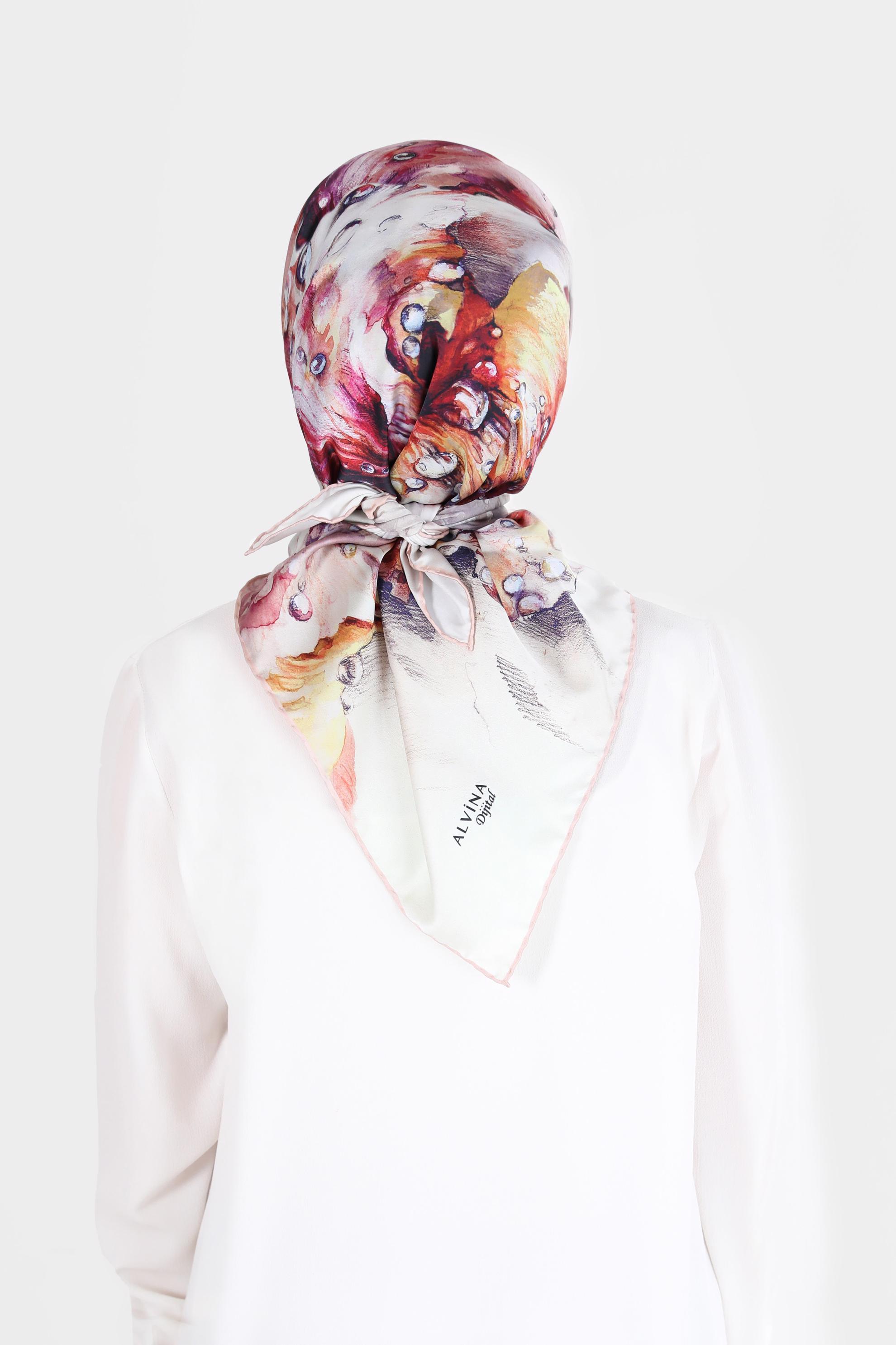 Tesettür giyim PUDRA ALVİNA DİJİTAL SURA EŞARP 8099 