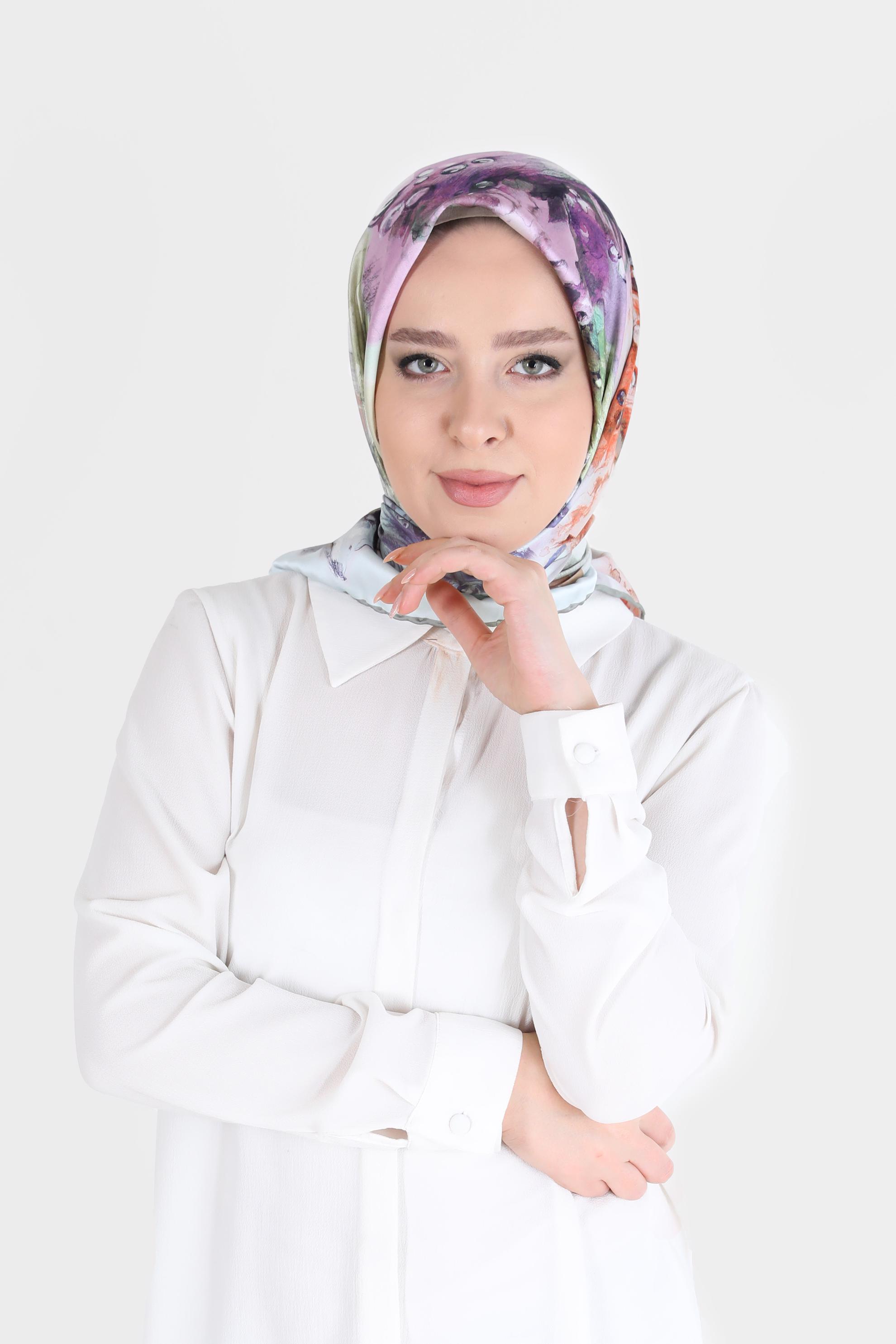 Tesettür giyim YEŞİL ALVİNA DİJİTAL SURA EŞARP 8099 