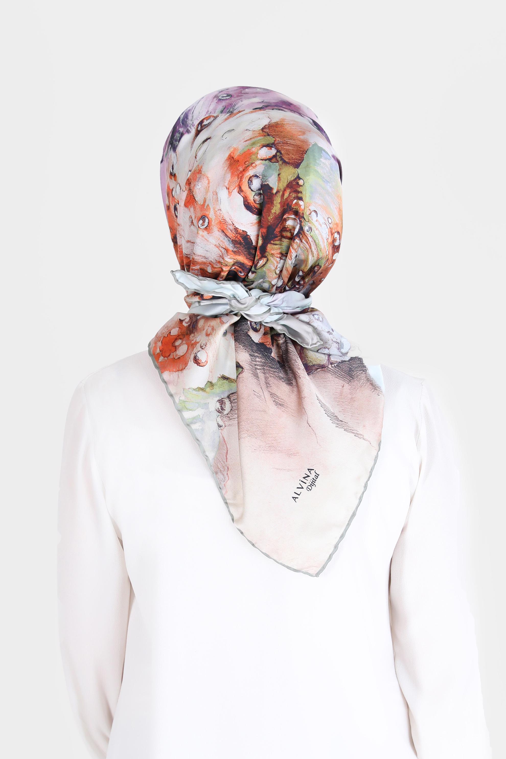 Tesettür giyim YEŞİL ALVİNA DİJİTAL SURA EŞARP 8099 