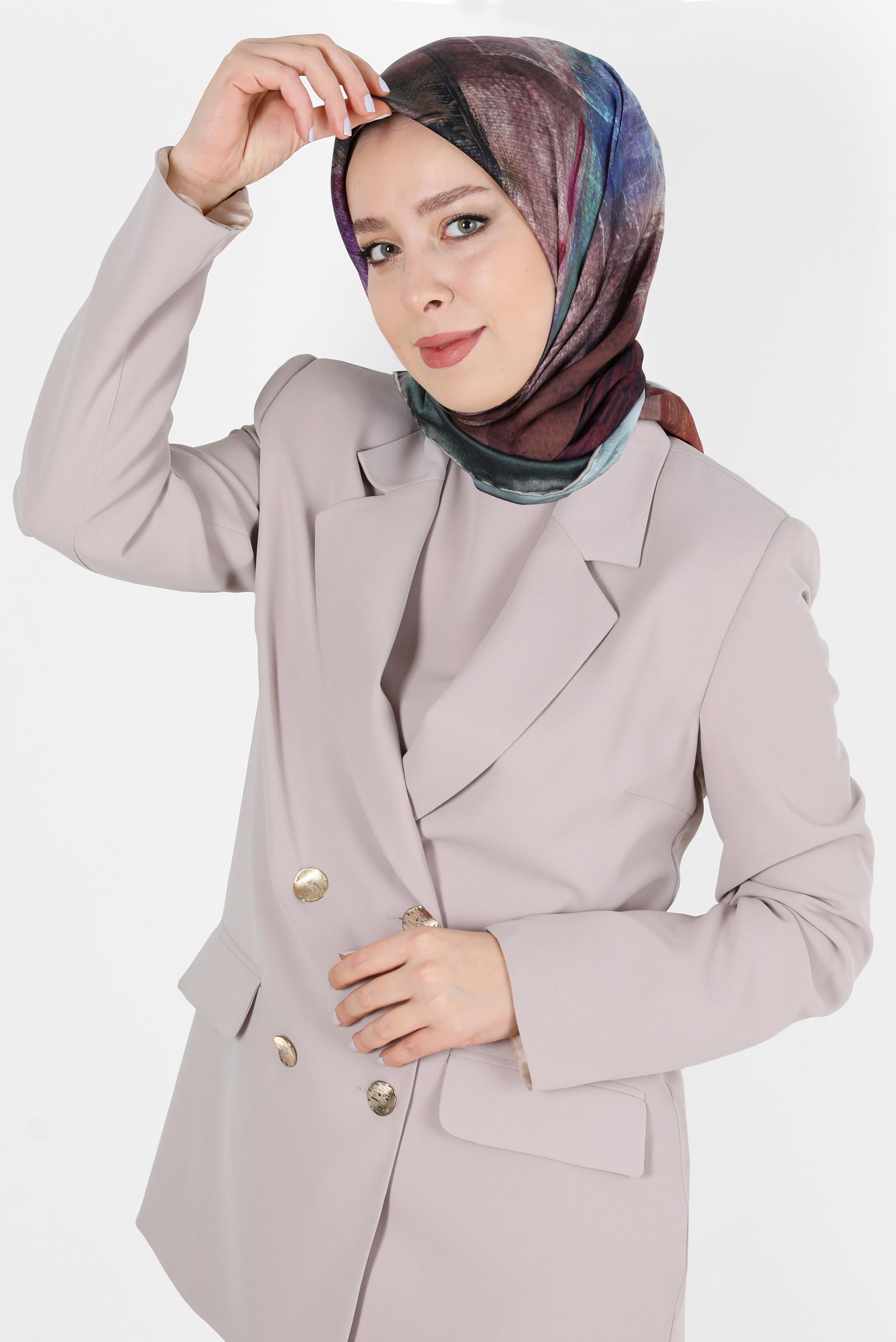 Tesettür giyim YEŞİL ALVİNA DİJİTAL TWİLL EŞARP 8100 