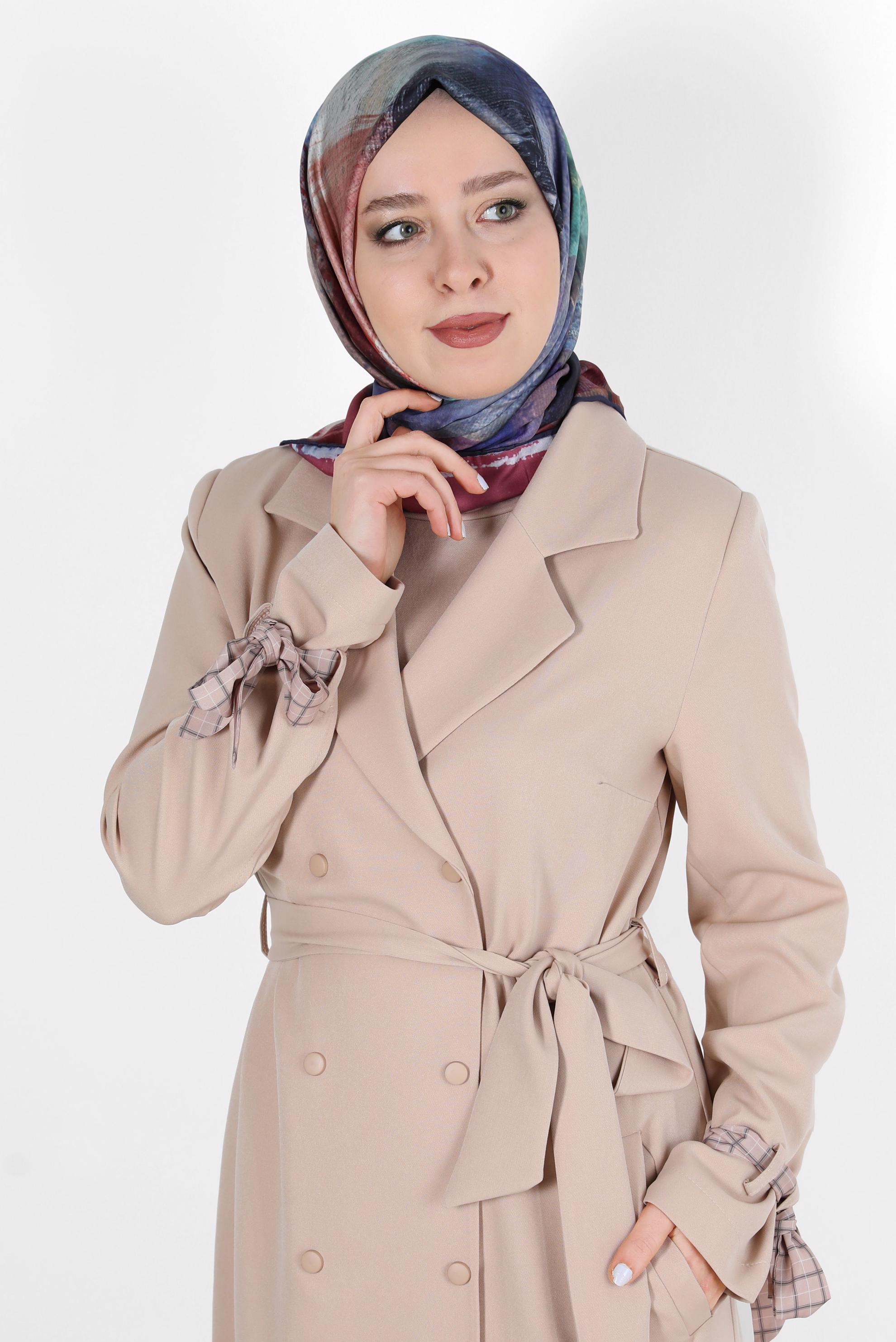 Tesettür giyim LACİVERT ALVİNA DİJİTAL TWİLL EŞARP 8100 