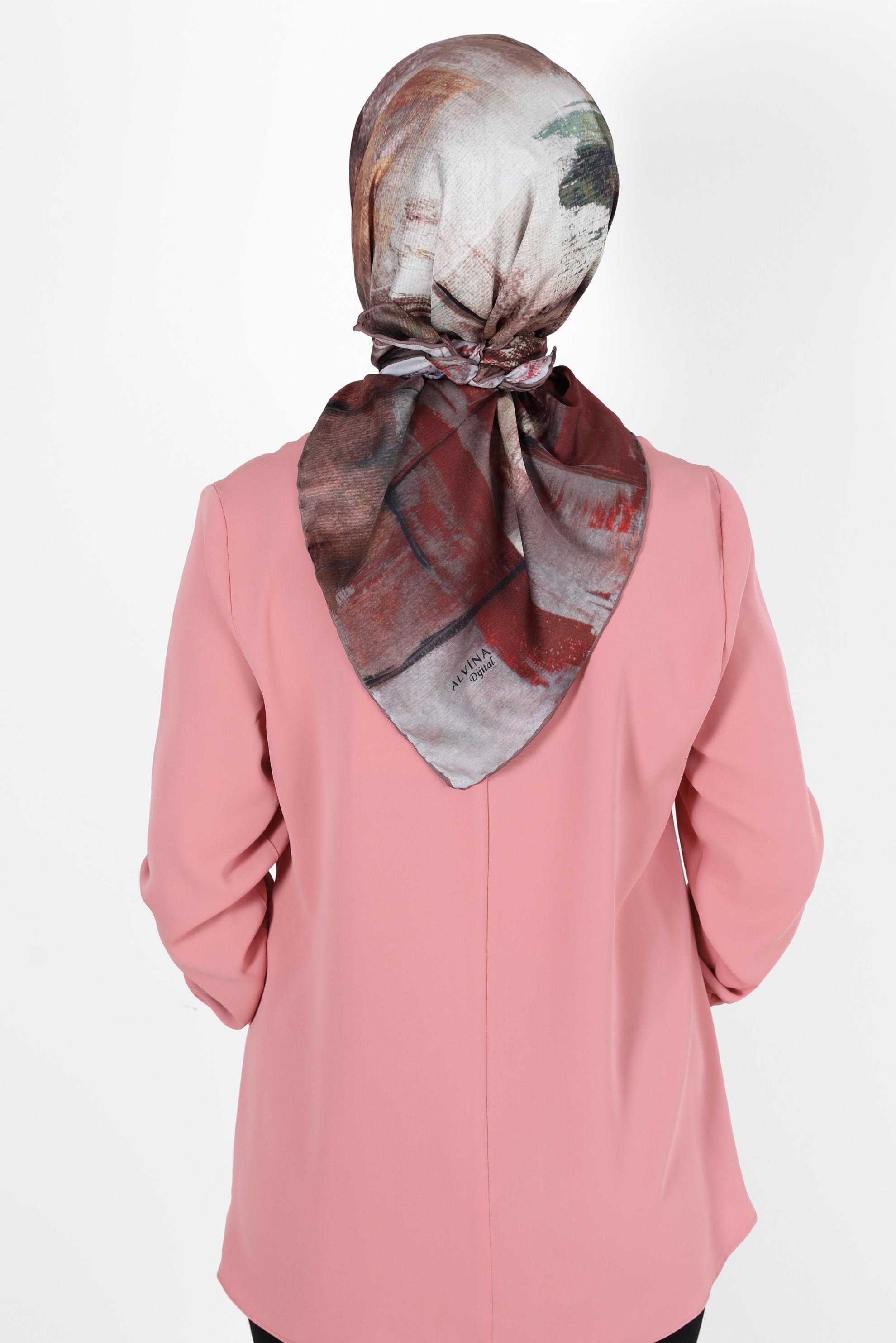 Tesettür giyim TABA ALVİNA DİJİTAL TWİLL EŞARP 8100 