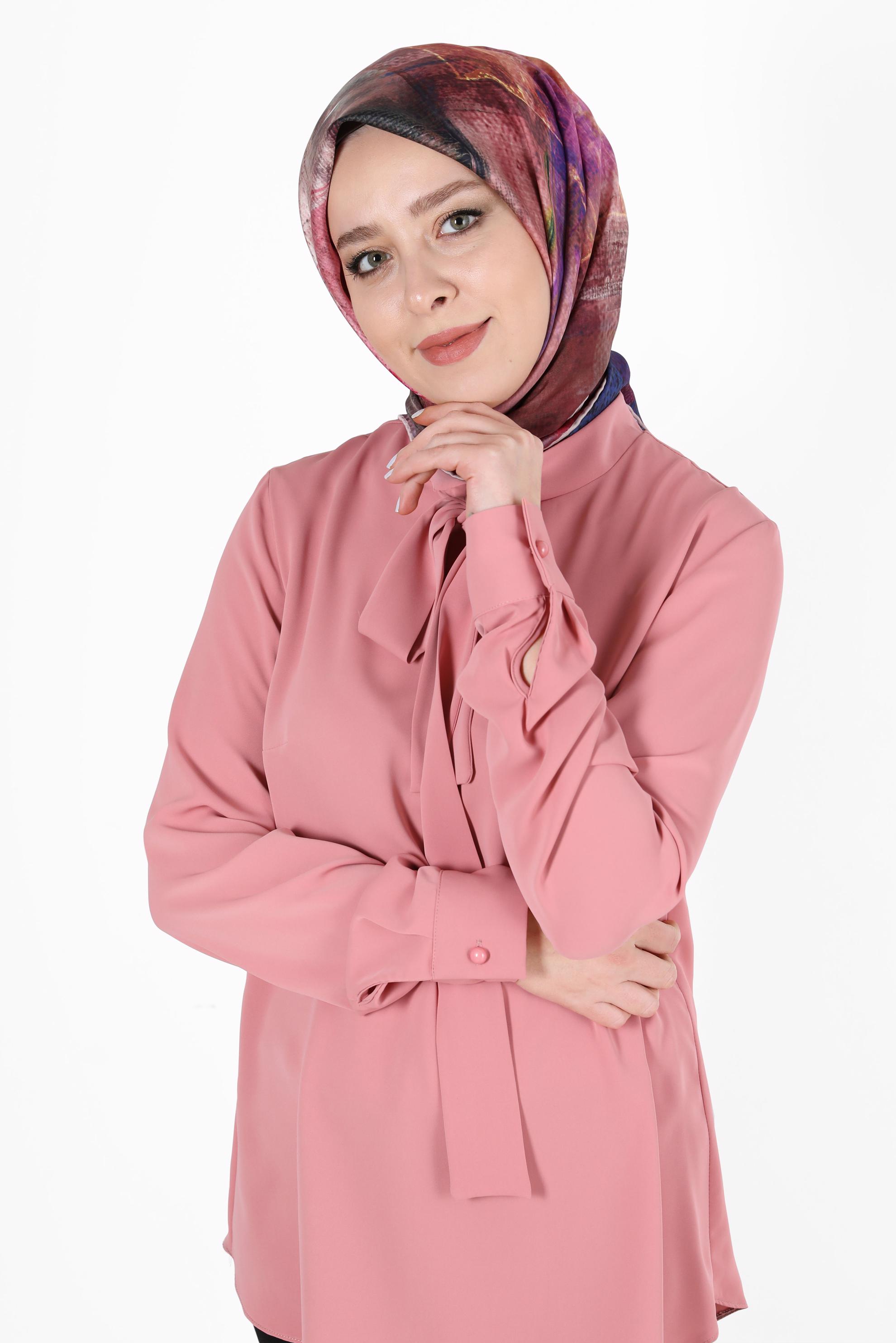 Tesettür giyim PUDRA ALVİNA DİJİTAL TWİLL EŞARP 8100 