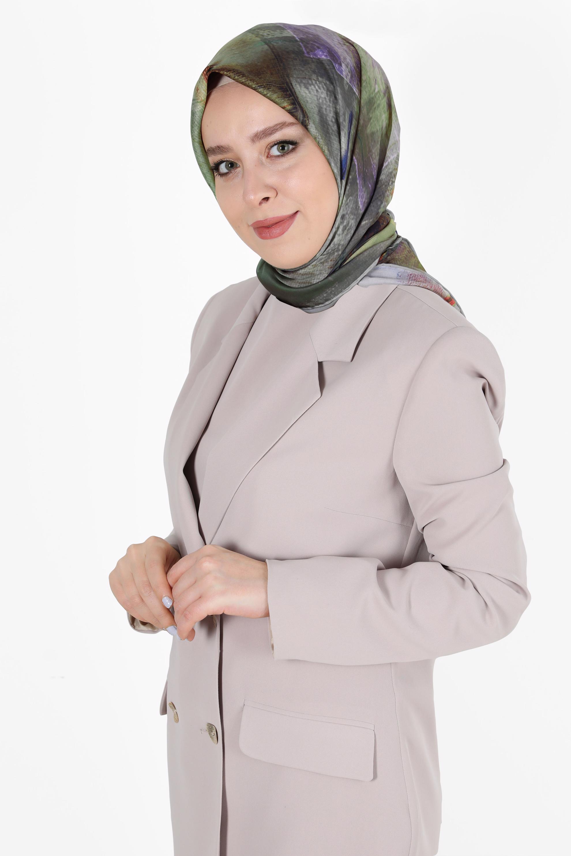 Hijab clothing GREEN ALVİNA TWILL SCARF 8100 