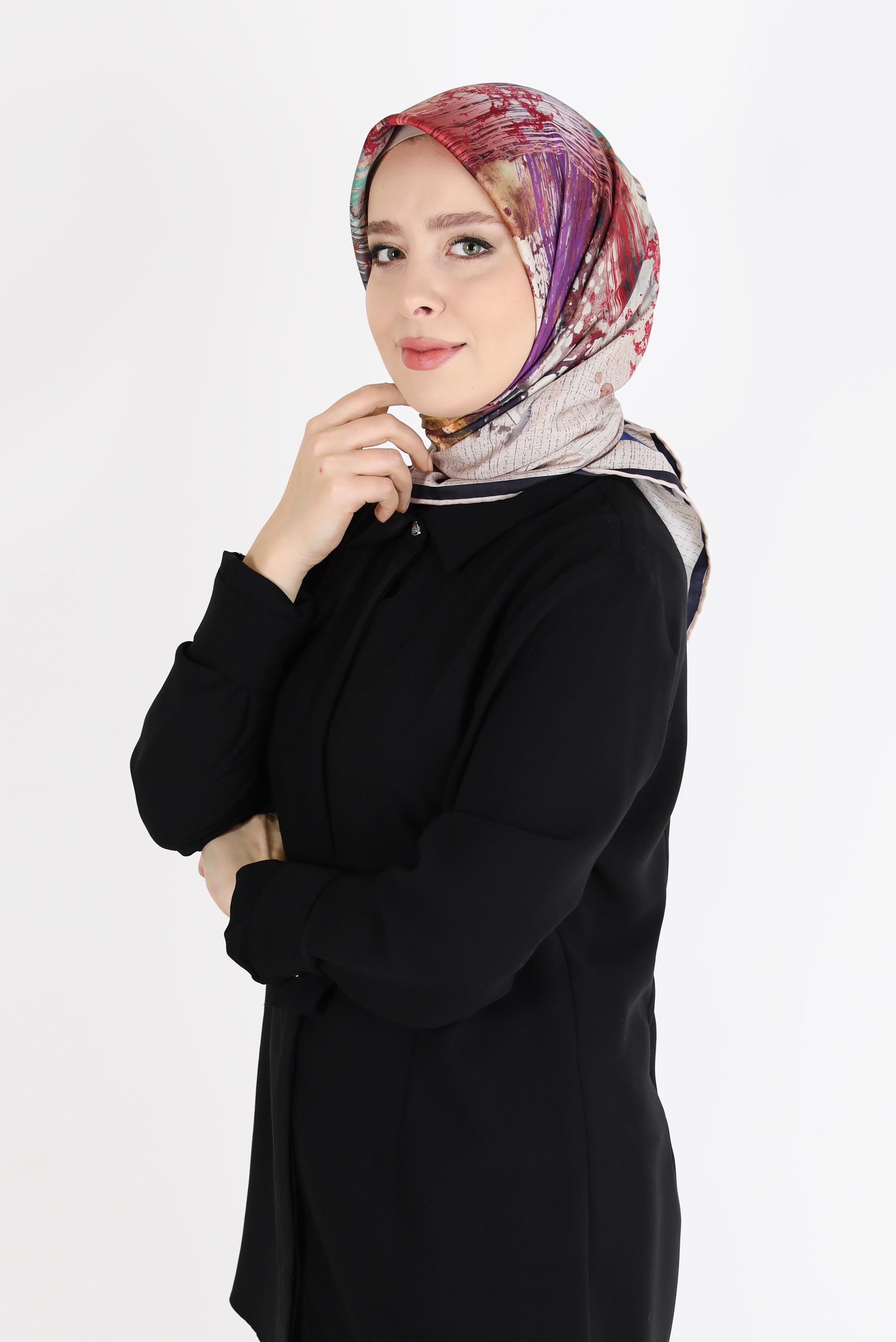 Tesettür giyim SİYAH ALVİNA DİJİTAL SURA  EŞARP 8101 
