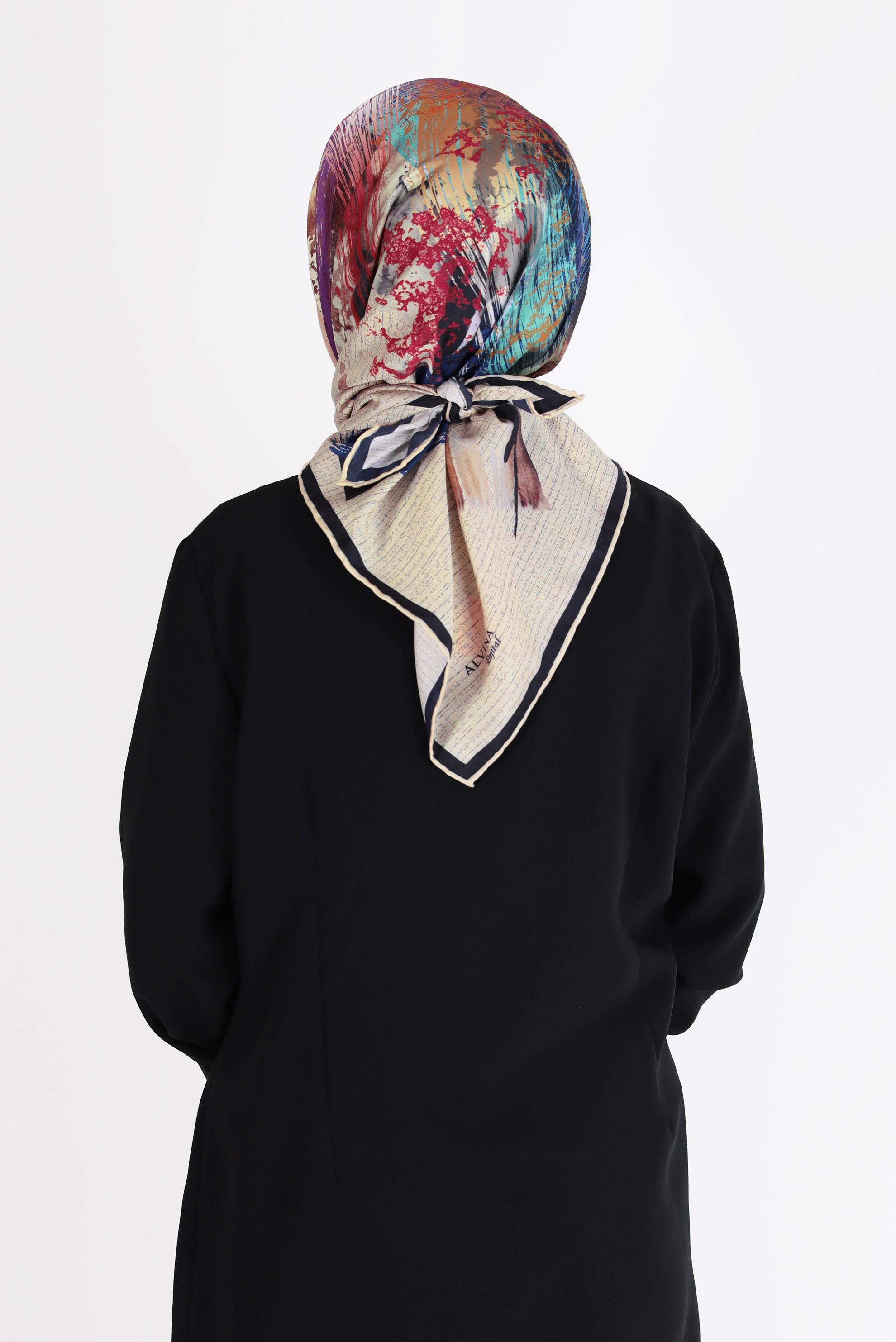 Tesettür giyim SİYAH ALVİNA DİJİTAL SURA  EŞARP 8101 