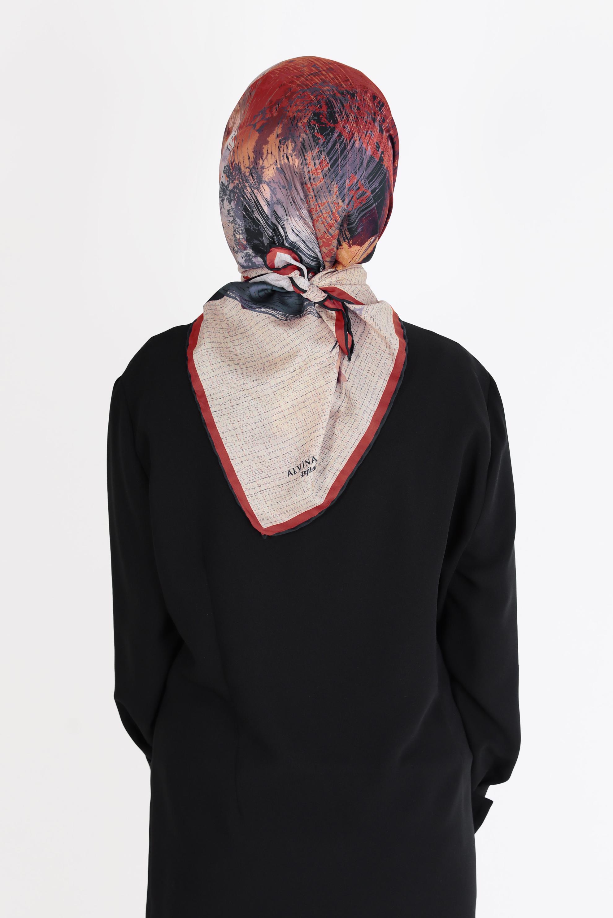 Tesettür giyim KIRMIZI ALVİNA DİJİTAL SURA  EŞARP 8101 