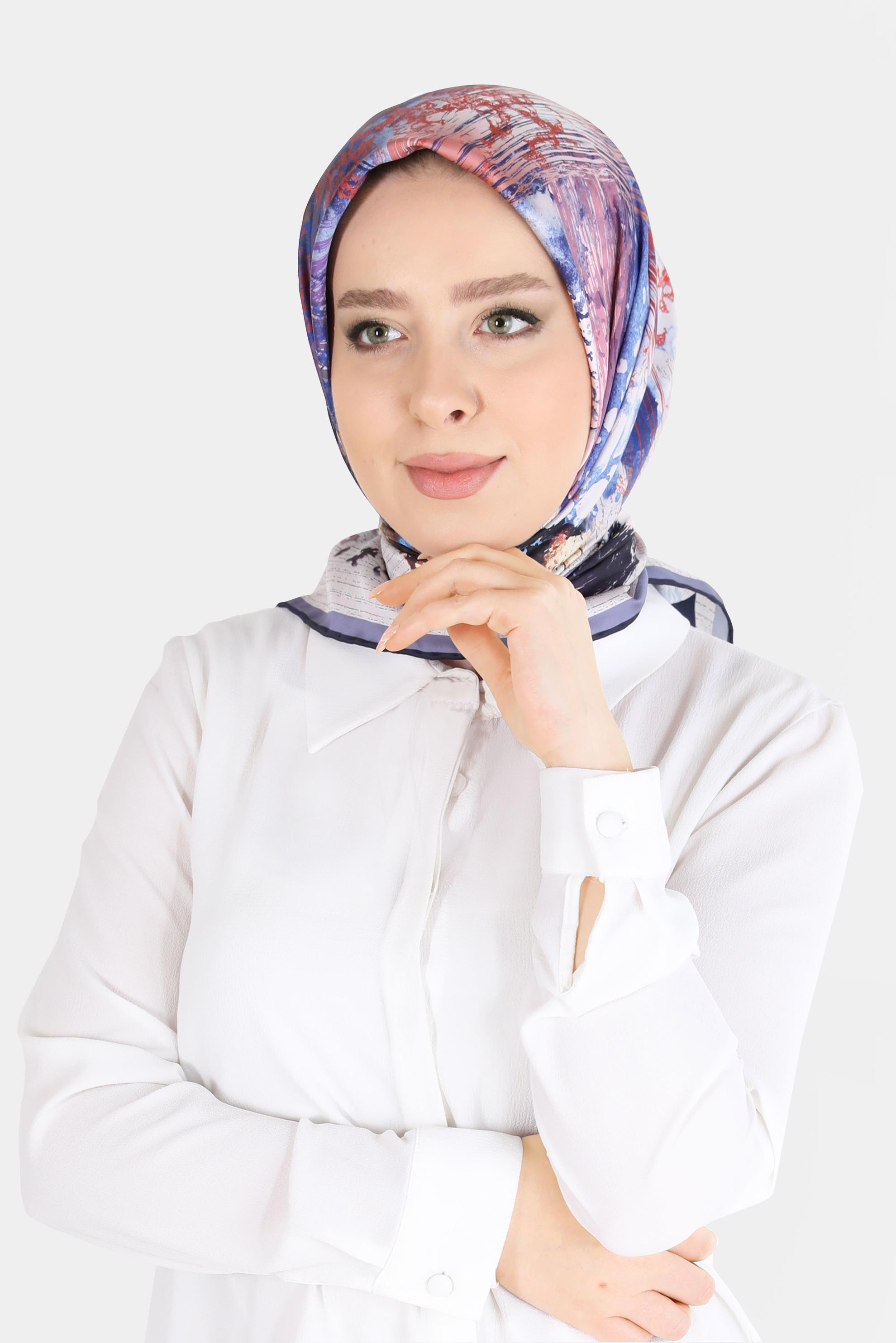 Tesettür giyim GRİ ALVİNA DİJİTAL SURA  EŞARP 8101 