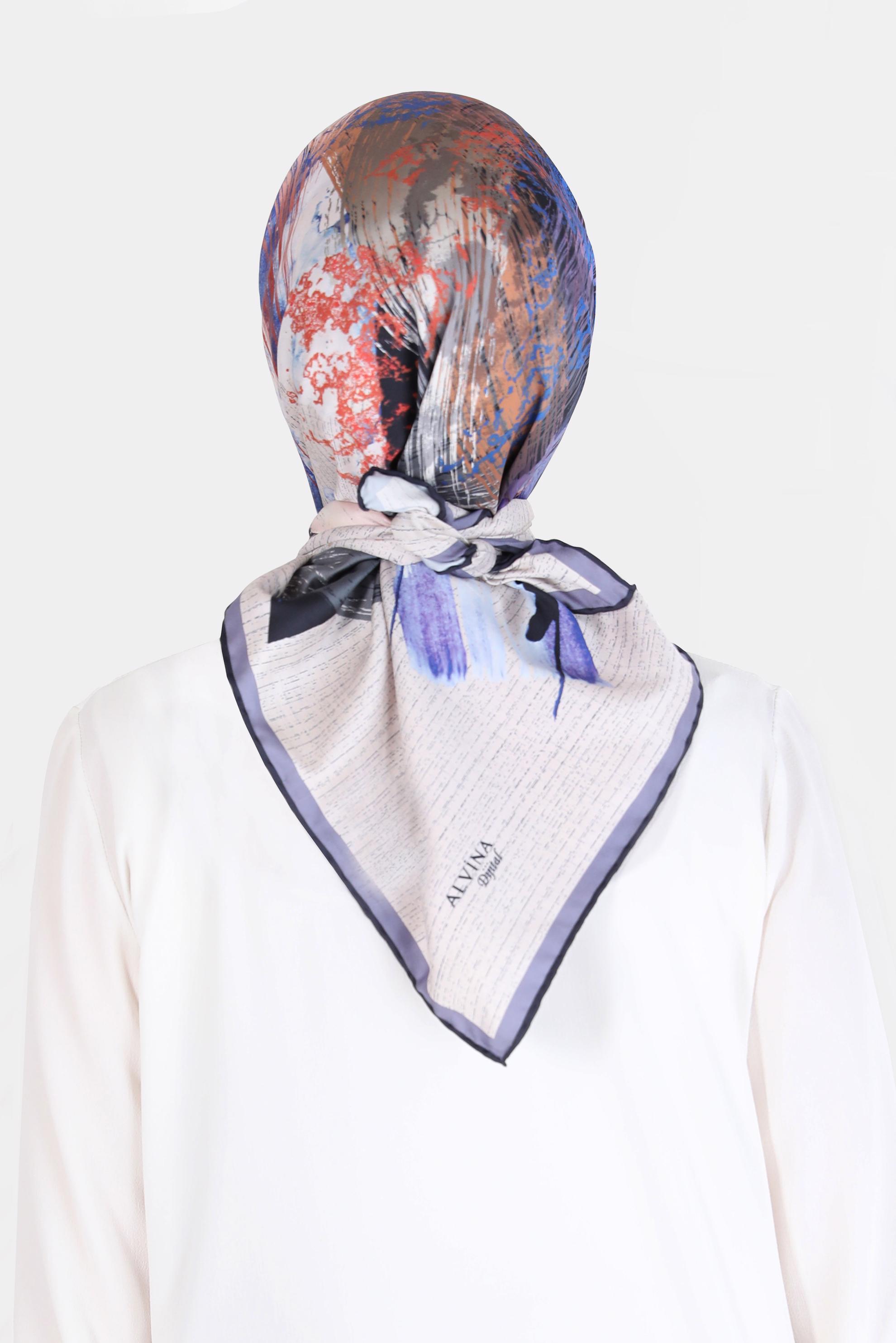 Tesettür giyim GRİ ALVİNA DİJİTAL SURA  EŞARP 8101 