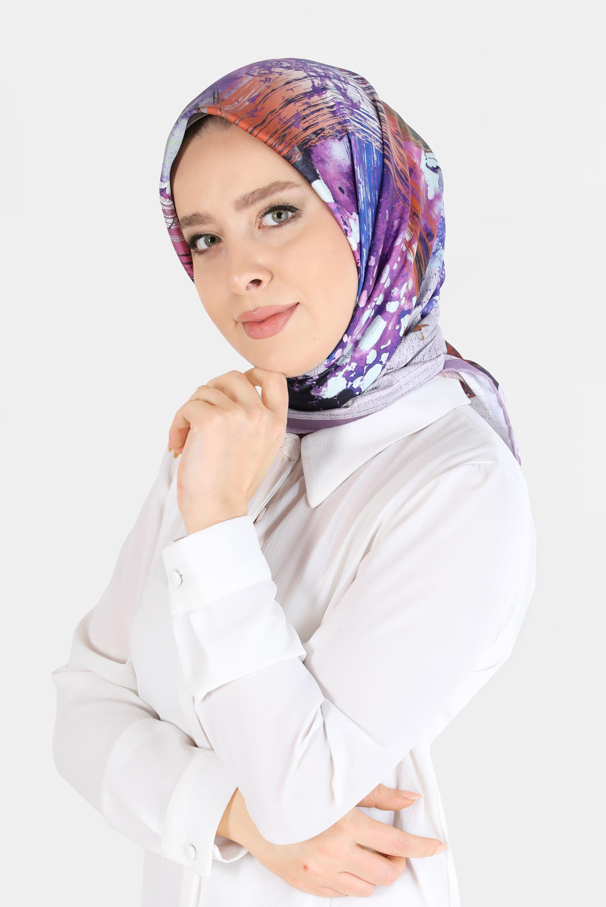 Tesettür giyim MOR ALVİNA DİJİTAL SURA  EŞARP 8101 