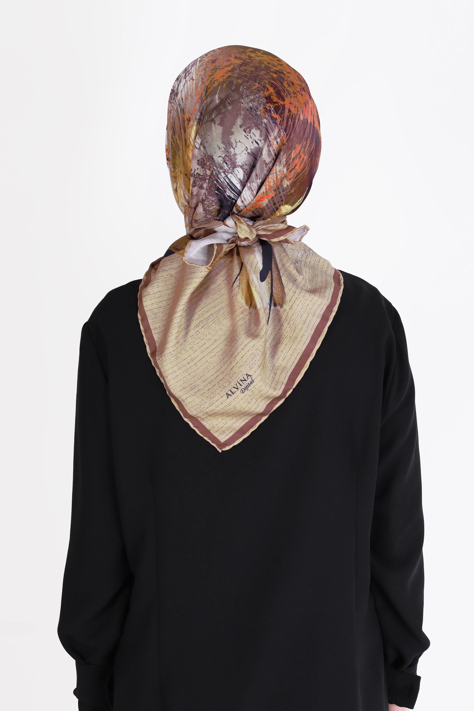 Tesettür giyim KAHVE ALVİNA DİJİTAL SURA  EŞARP 8101 