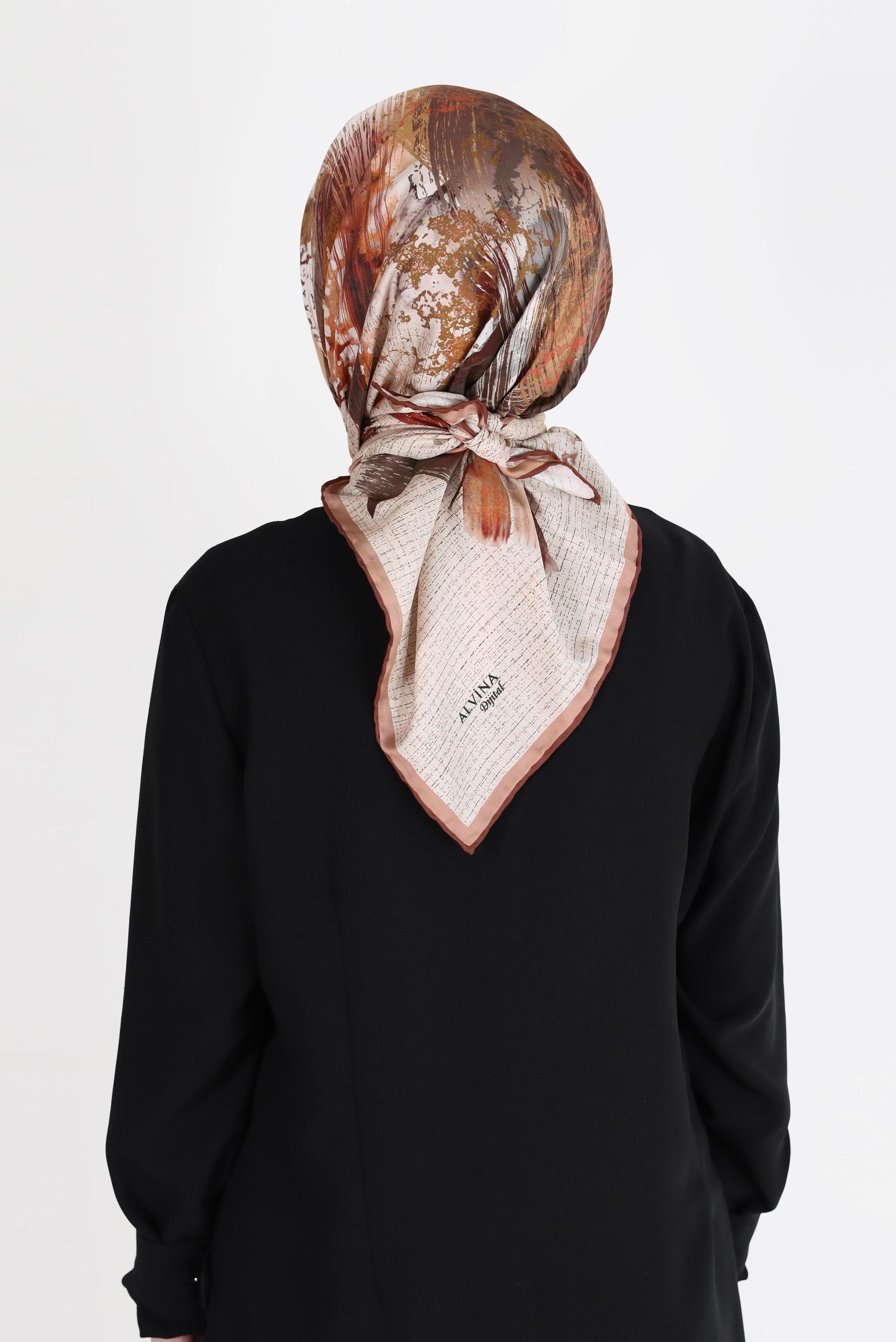 Tesettür giyim PUDRA ALVİNA DİJİTAL SURA  EŞARP 8101 