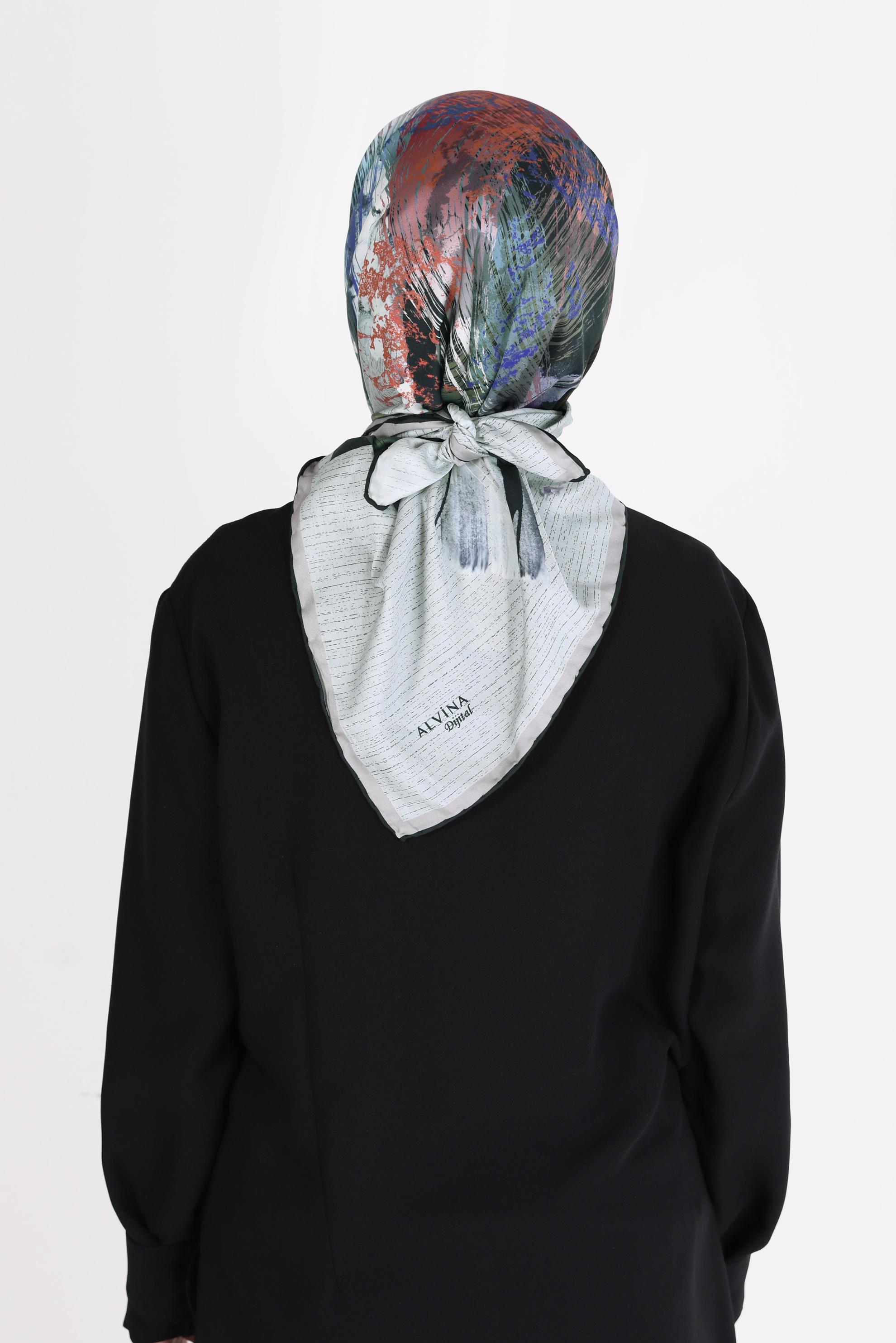 Tesettür giyim VİZON ALVİNA DİJİTAL SURA  EŞARP 8101 