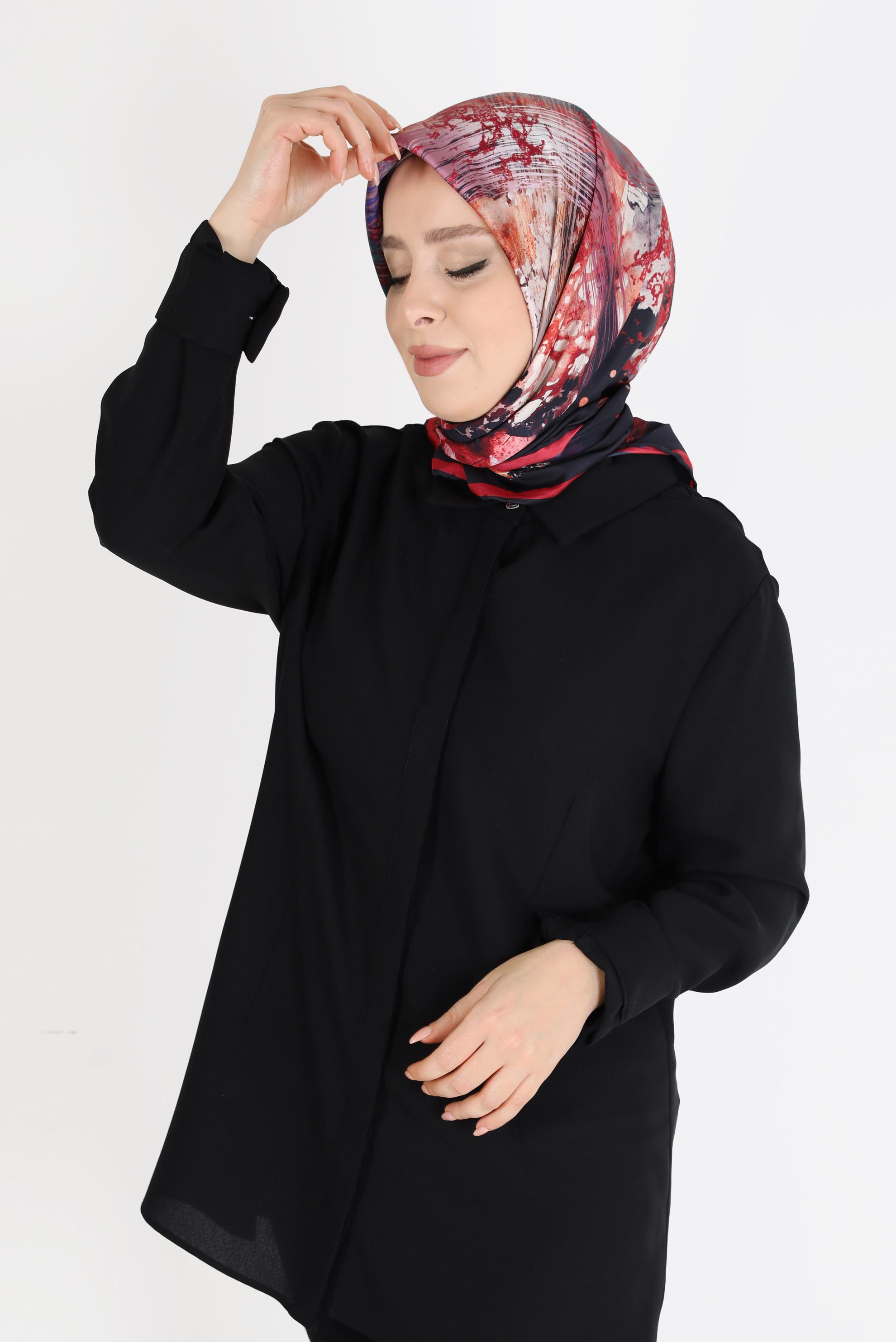 Tesettür giyim SİYAH ALVİNA DİJİTAL SURA  EŞARP 8101 