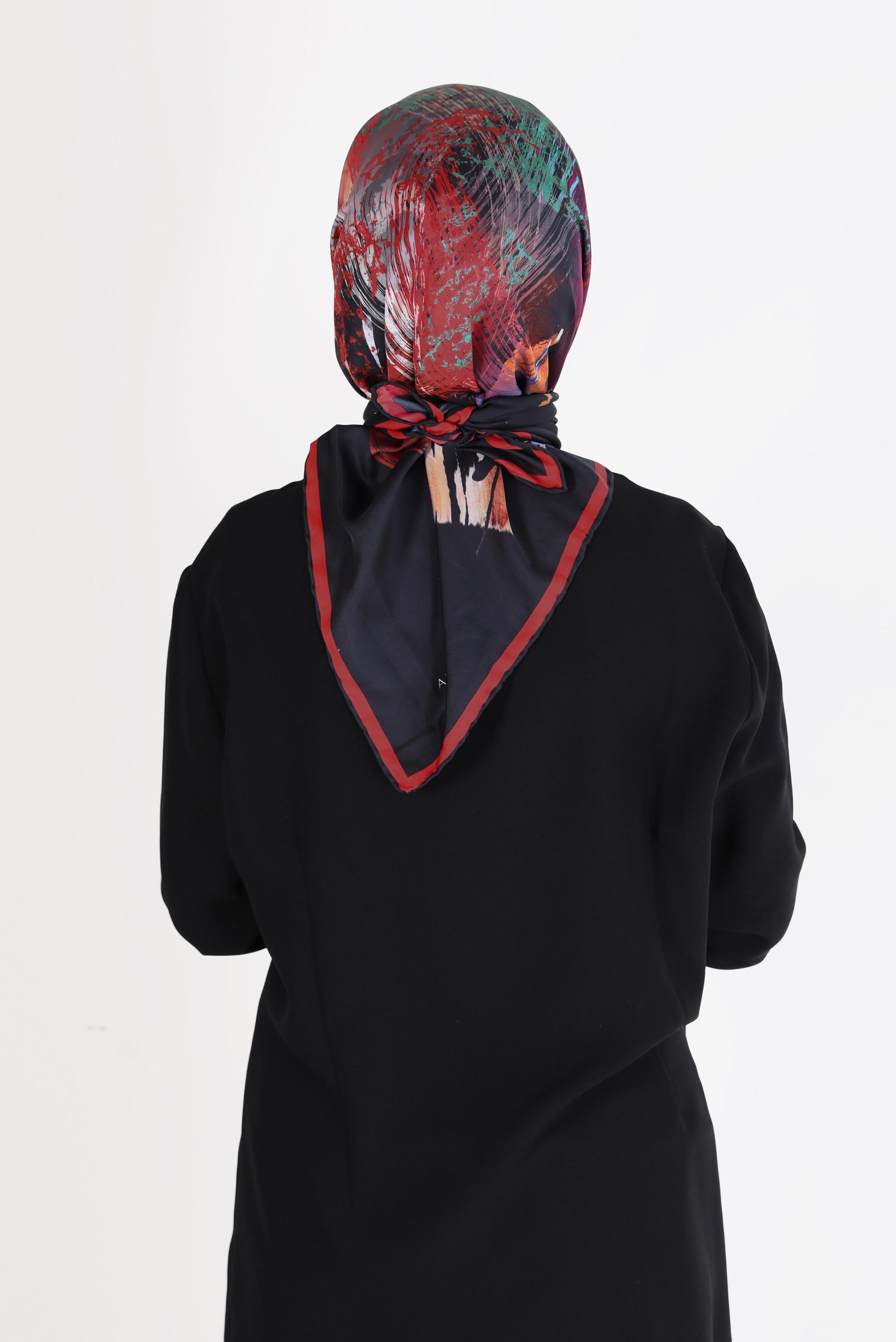 Tesettür giyim SİYAH ALVİNA DİJİTAL SURA  EŞARP 8101 