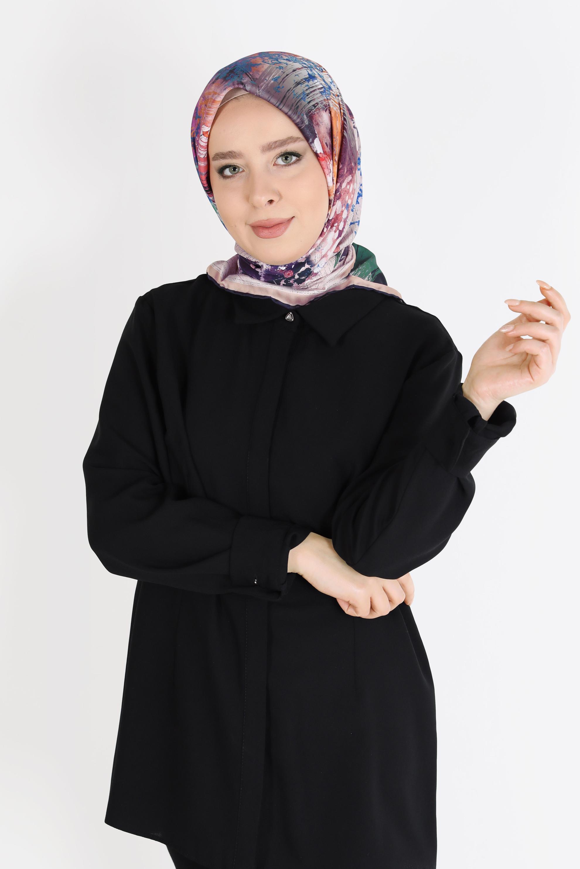 Tesettür giyim LACİVERT ALVİNA DİJİTAL SURA  EŞARP 8101 