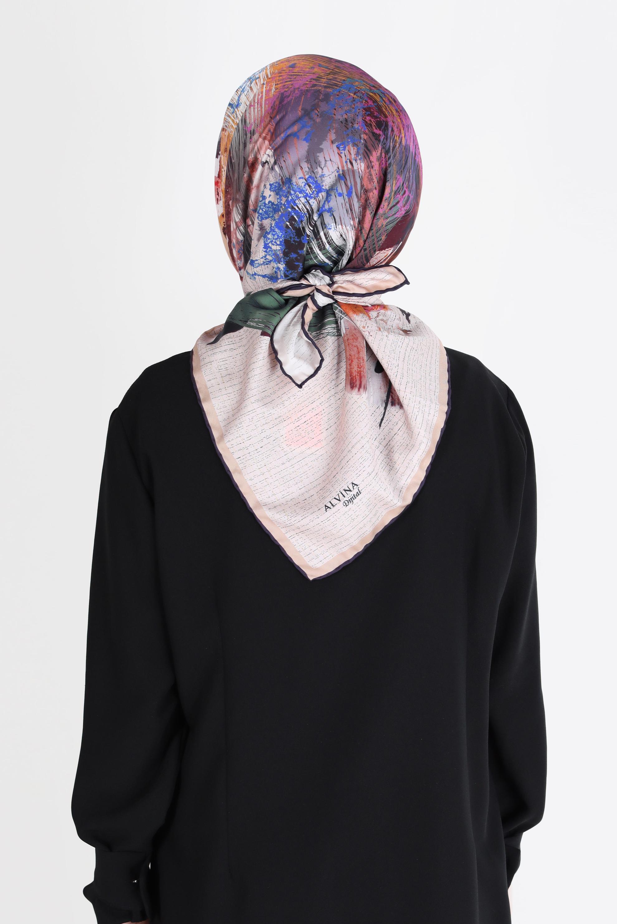 Tesettür giyim LACİVERT ALVİNA DİJİTAL SURA  EŞARP 8101 