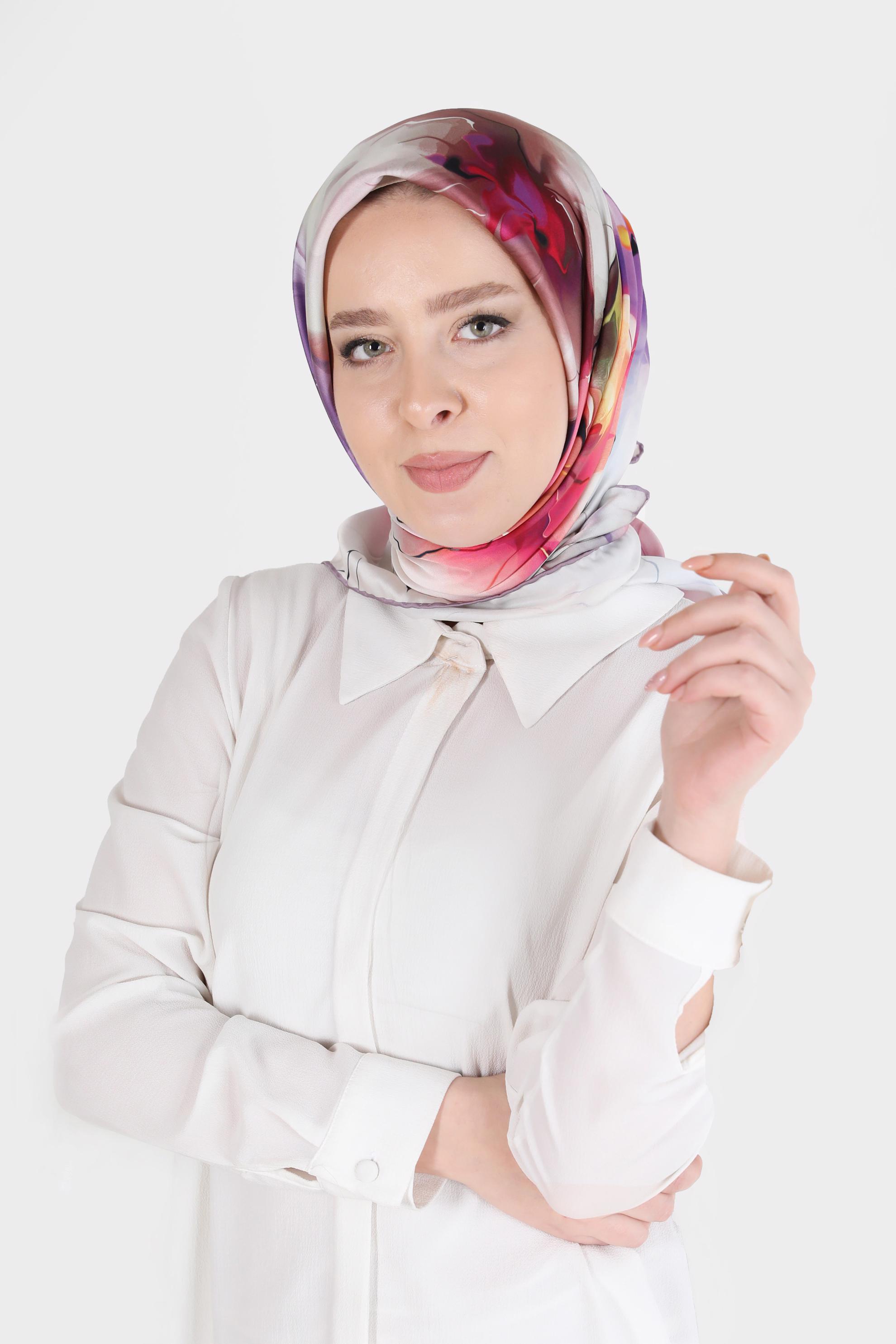 Tesettür giyim MOR ALVİNA DİJİTAL SURA EŞARP 8103 