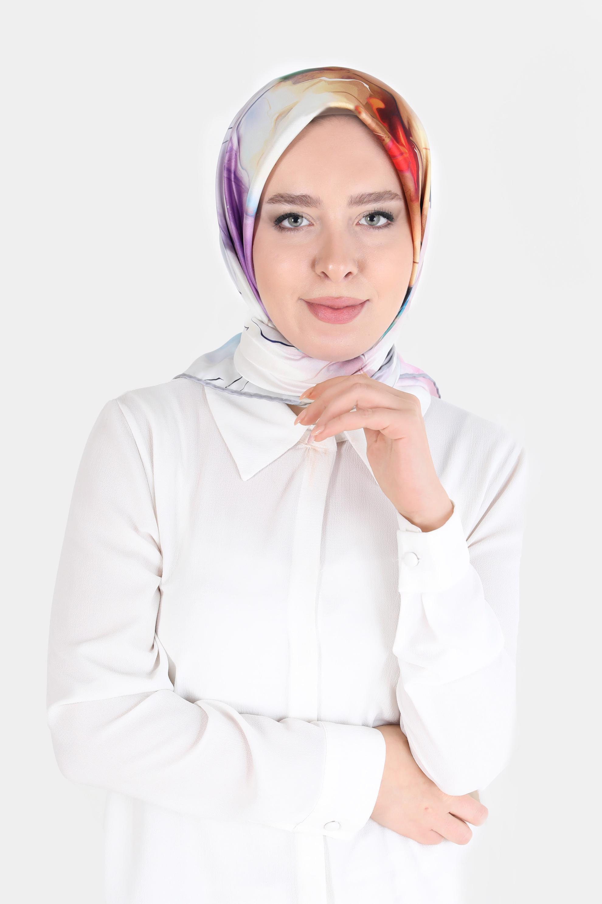 Tesettür giyim GÜMÜŞ ALVİNA DİJİTAL SURA EŞARP 8103 