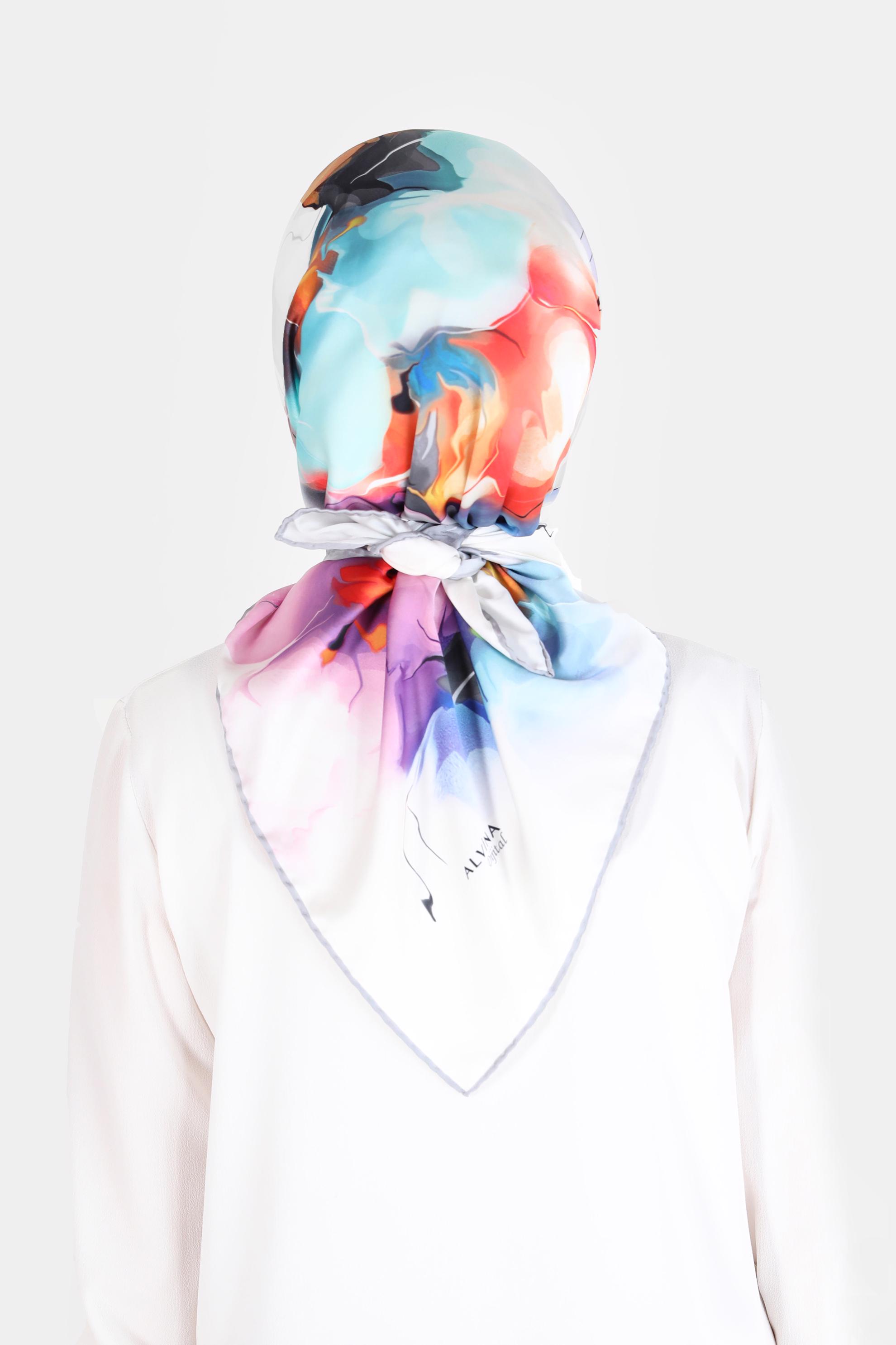 Tesettür giyim GÜMÜŞ ALVİNA DİJİTAL SURA EŞARP 8103 