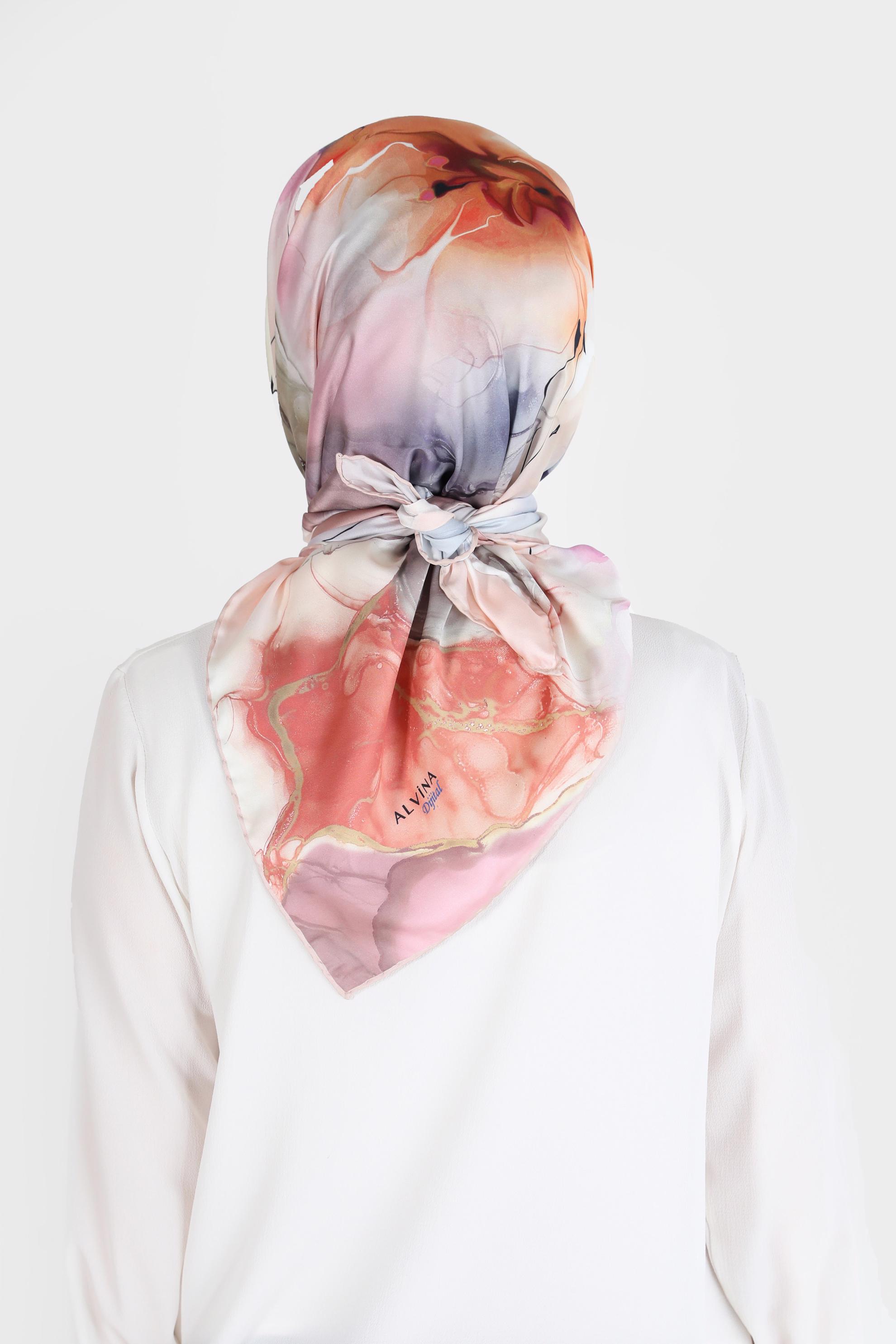 Tesettür giyim PUDRA ALVİNA DİJİTAL SURA EŞARP 8103 