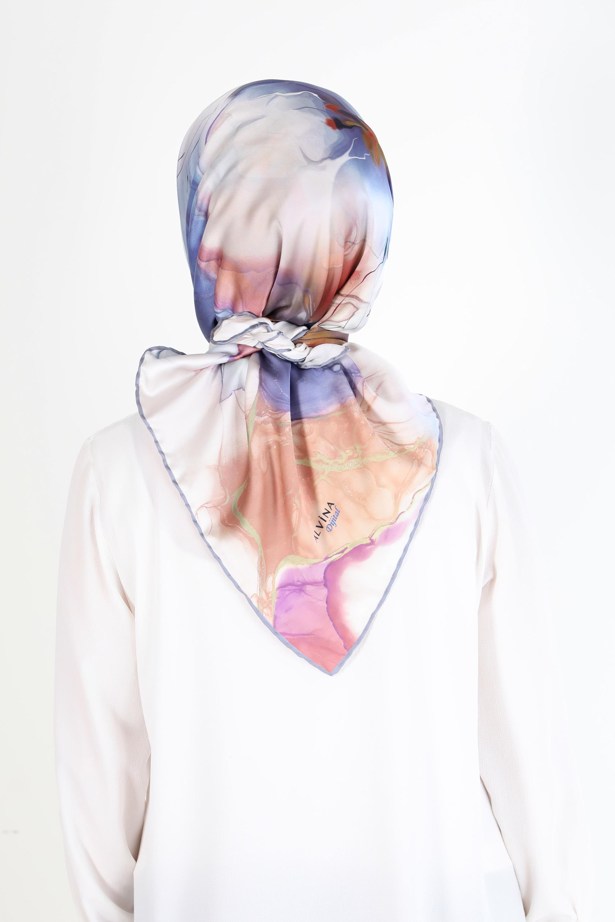 Tesettür giyim LACİVERT ALVİNA DİJİTAL SURA EŞARP 8103 