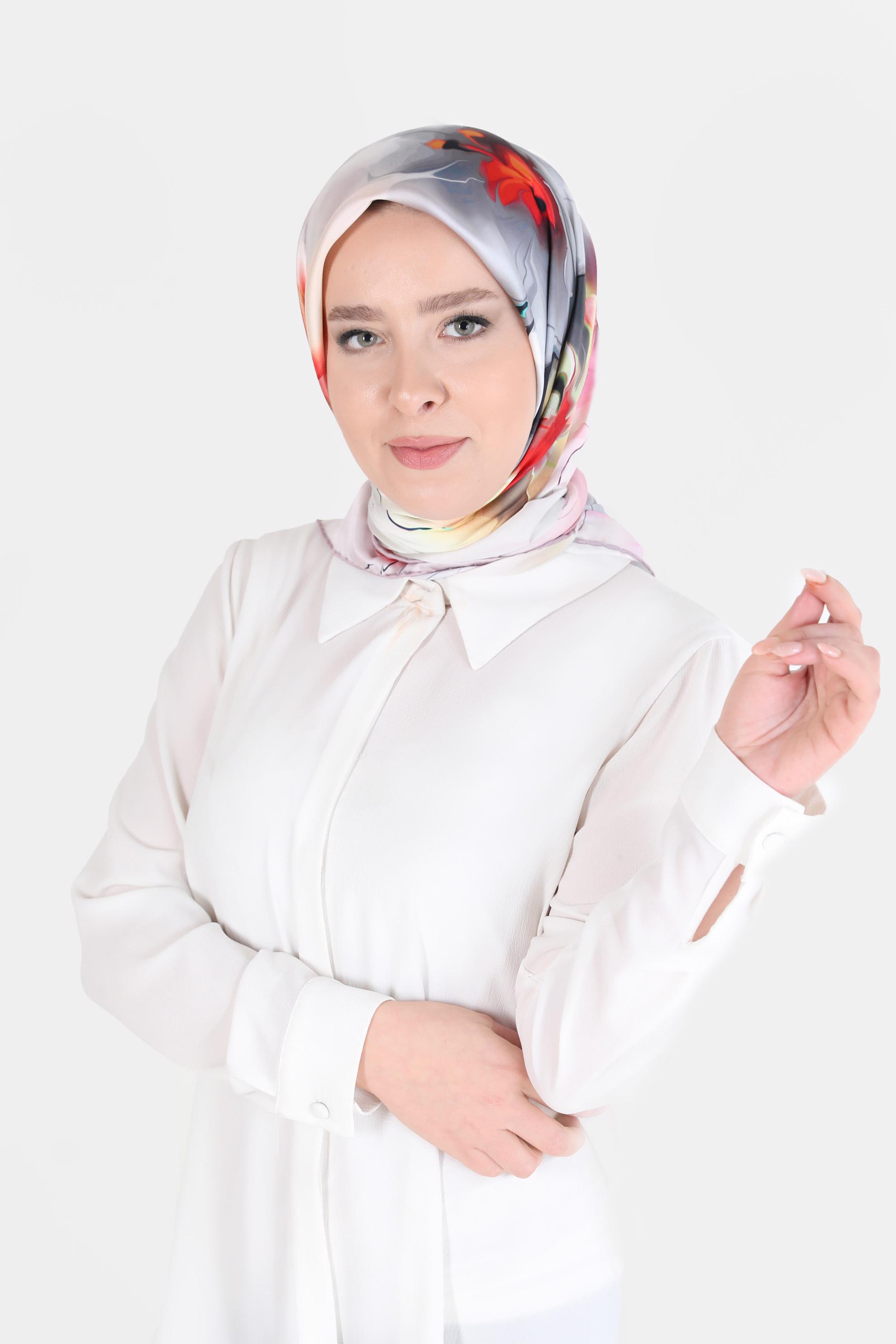 Tesettür giyim PUDRA ALVİNA DİJİTAL SURA EŞARP 8103 