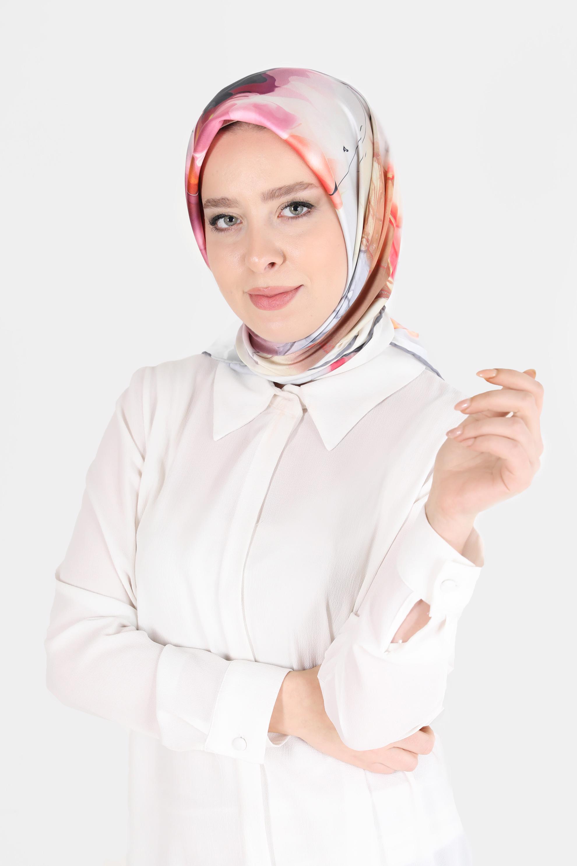 Tesettür giyim GRİ ALVİNA DİJİTAL SURA EŞARP 8103 