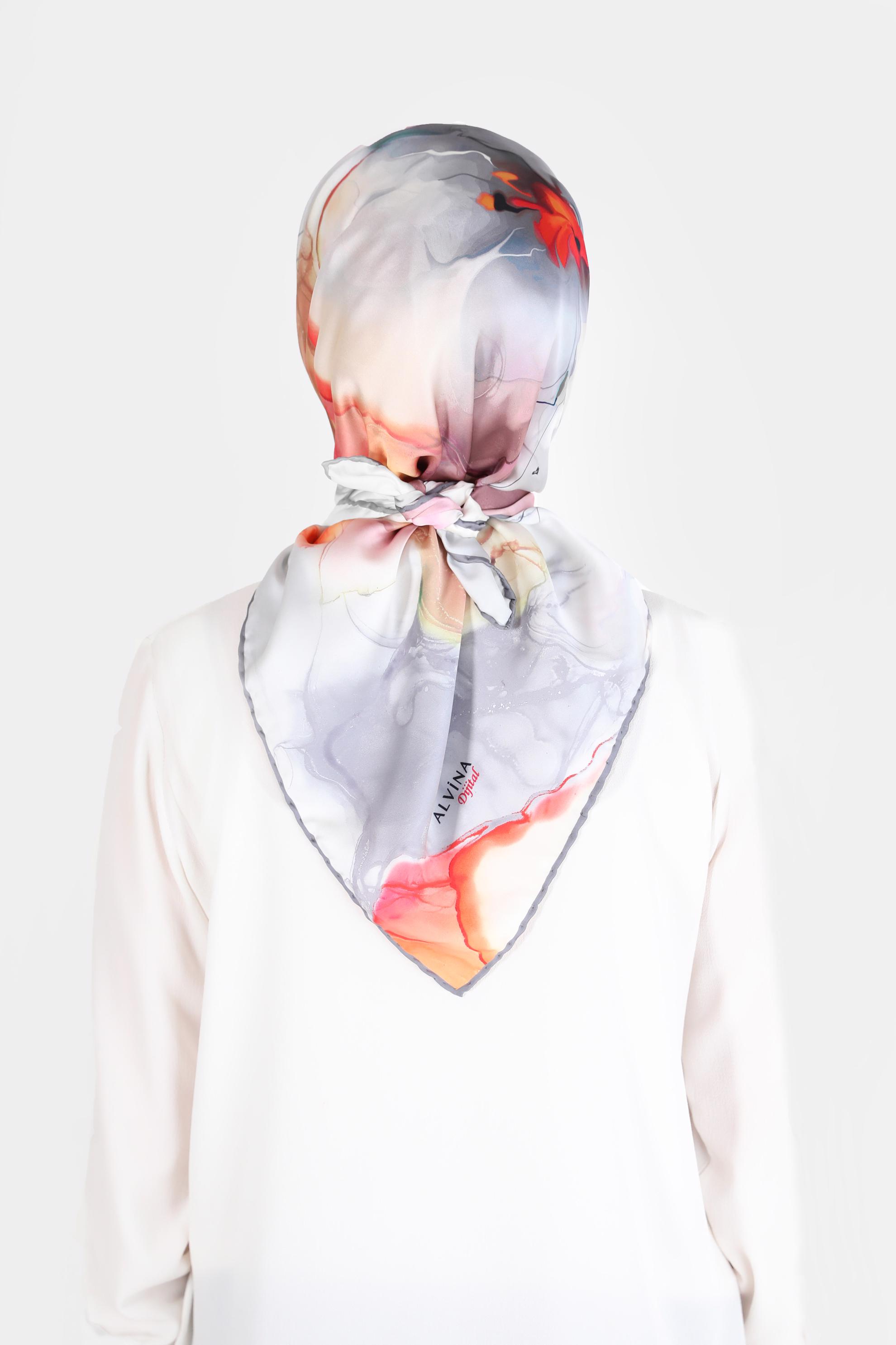 Tesettür giyim GRİ ALVİNA DİJİTAL SURA EŞARP 8103 