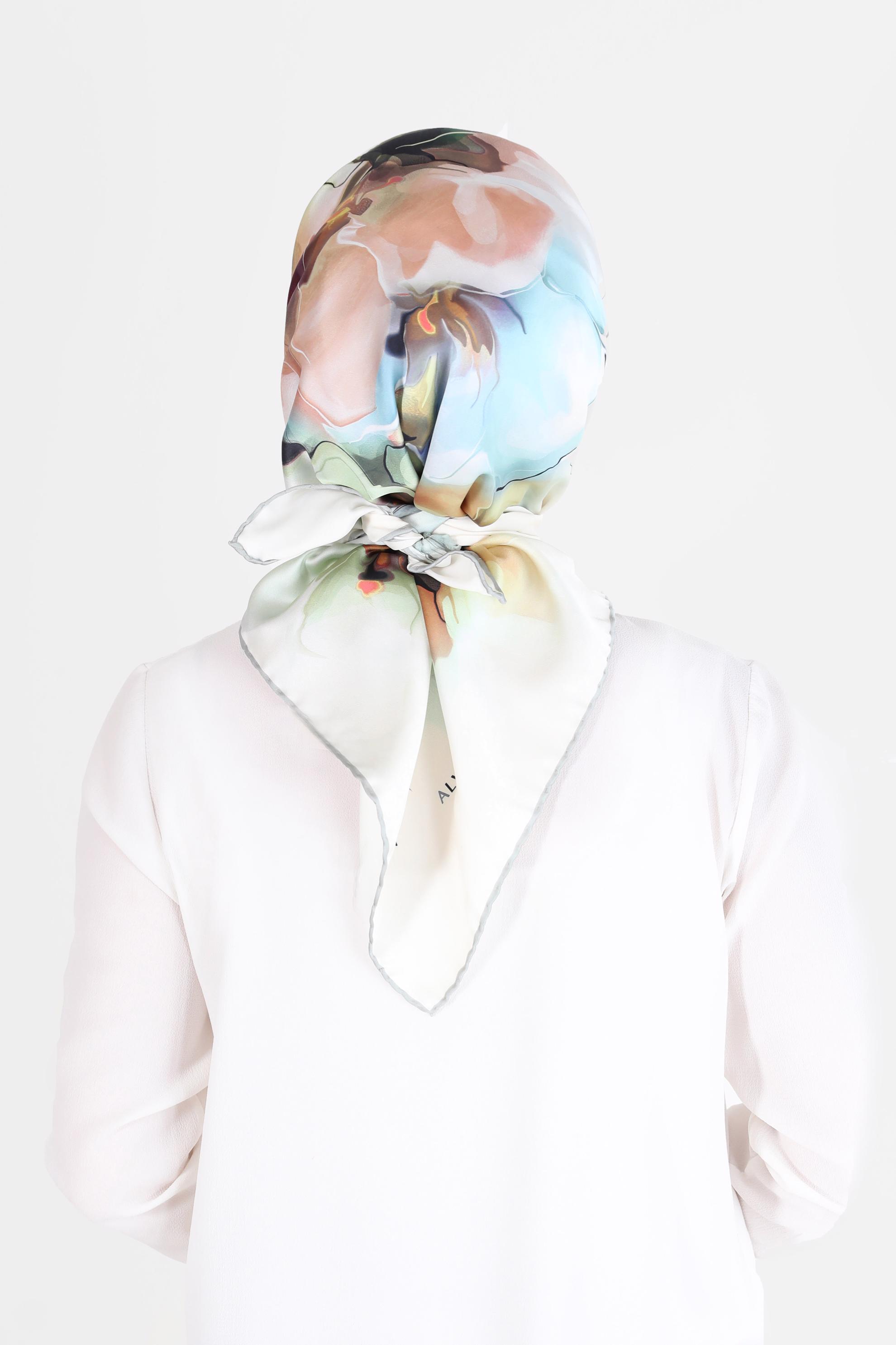 Tesettür giyim YEŞİL ALVİNA DİJİTAL SURA EŞARP 8103 