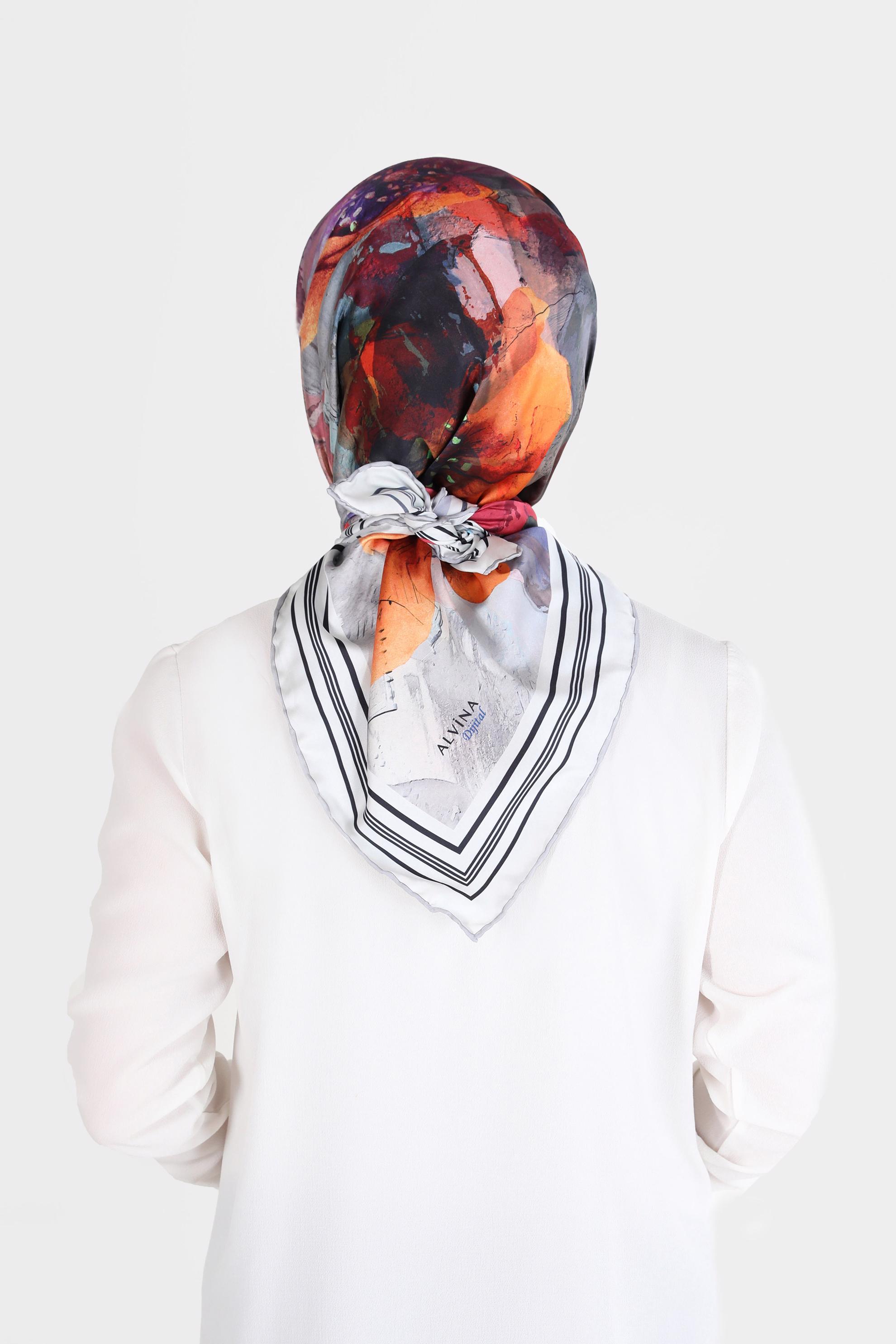 Tesettür giyim GÜMÜŞ ALVİNA DİJİTAL SURA EŞARP 8104