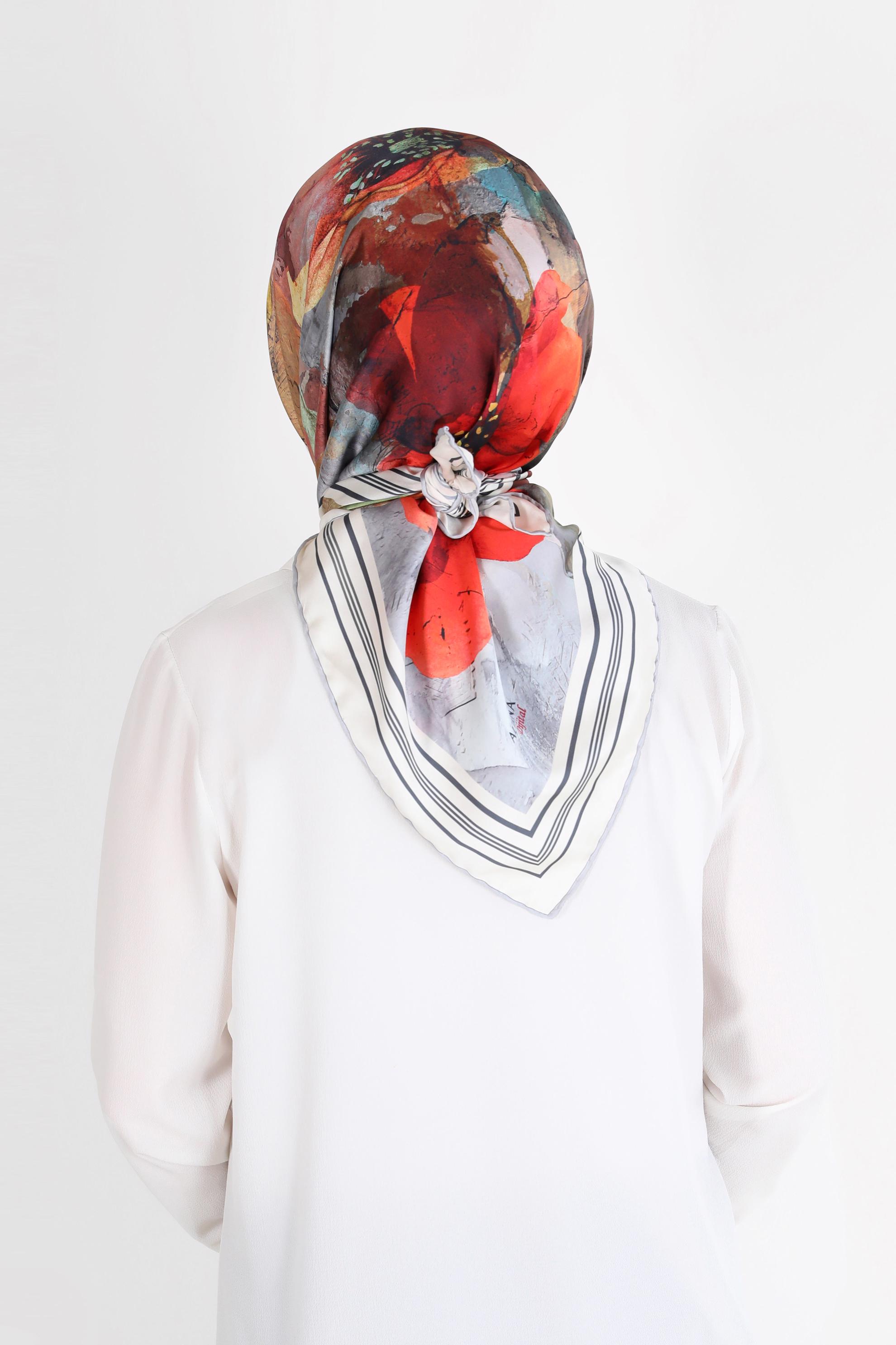 Tesettür giyim GRİ ALVİNA DİJİTAL SURA EŞARP 8104