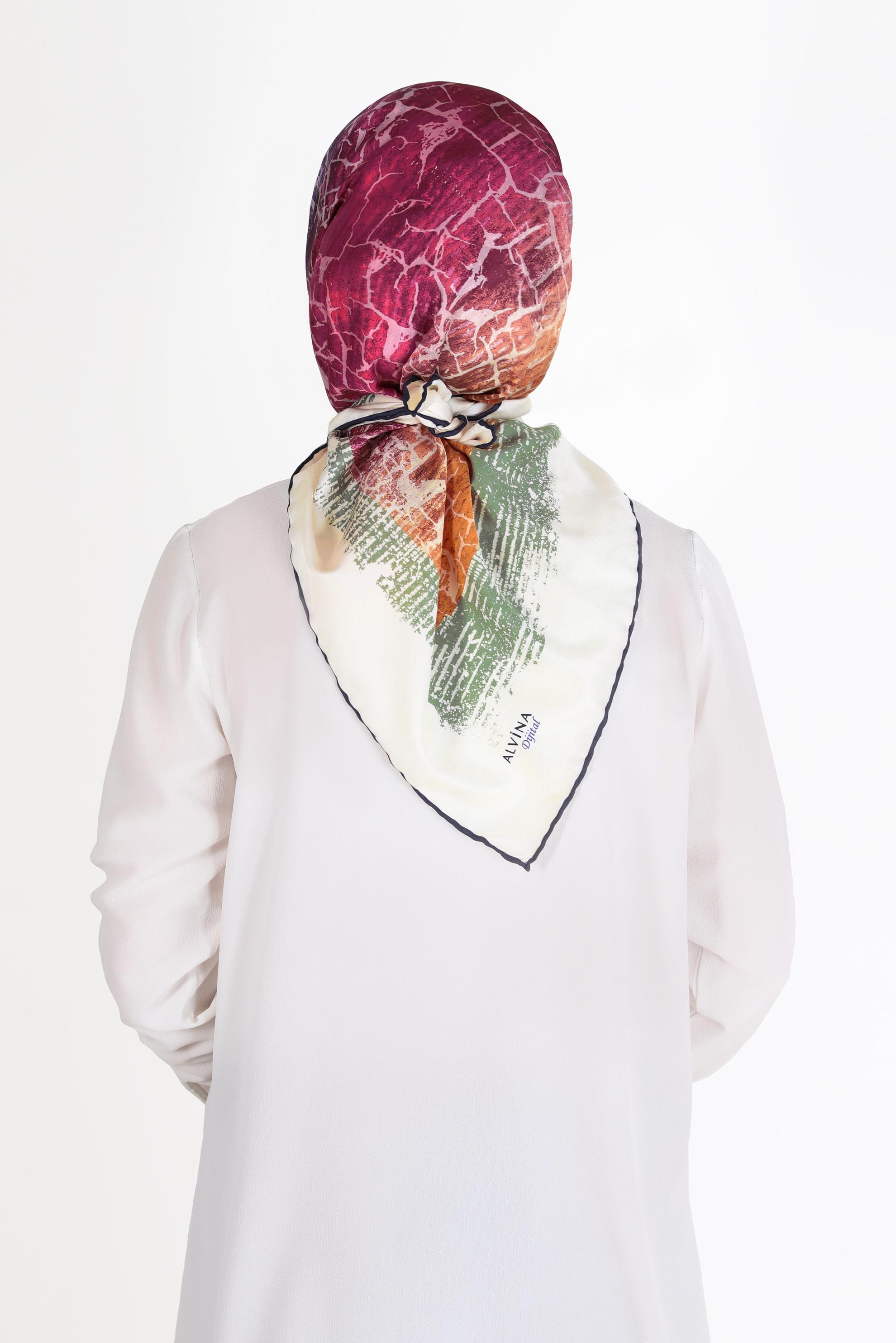 Tesettür giyim LACİVERT ALVİNA DİJİTAL TWİLL EŞARP 8105 