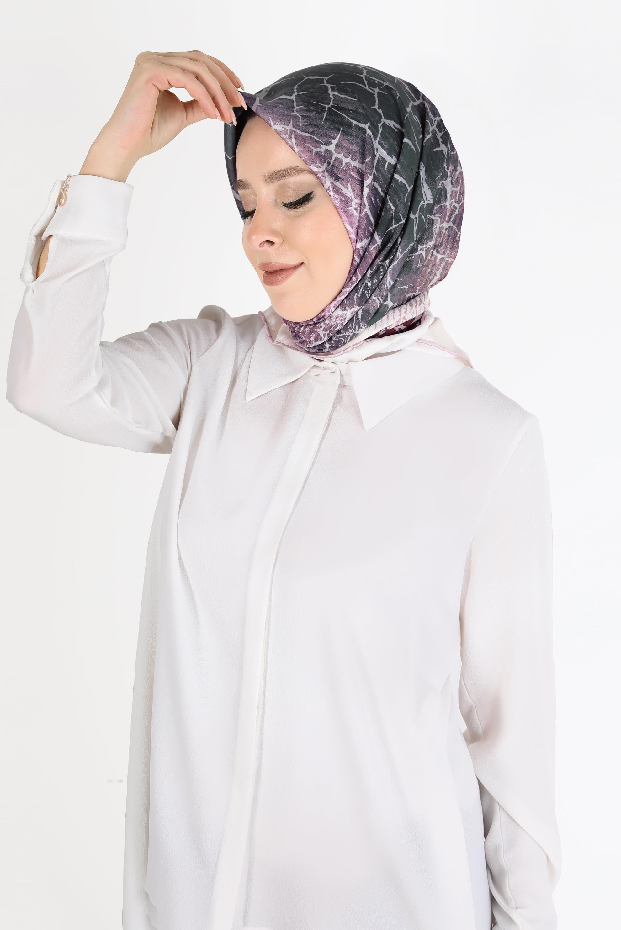 Tesettür giyim PUDRA ALVİNA DİJİTAL TWİLL EŞARP 8105 