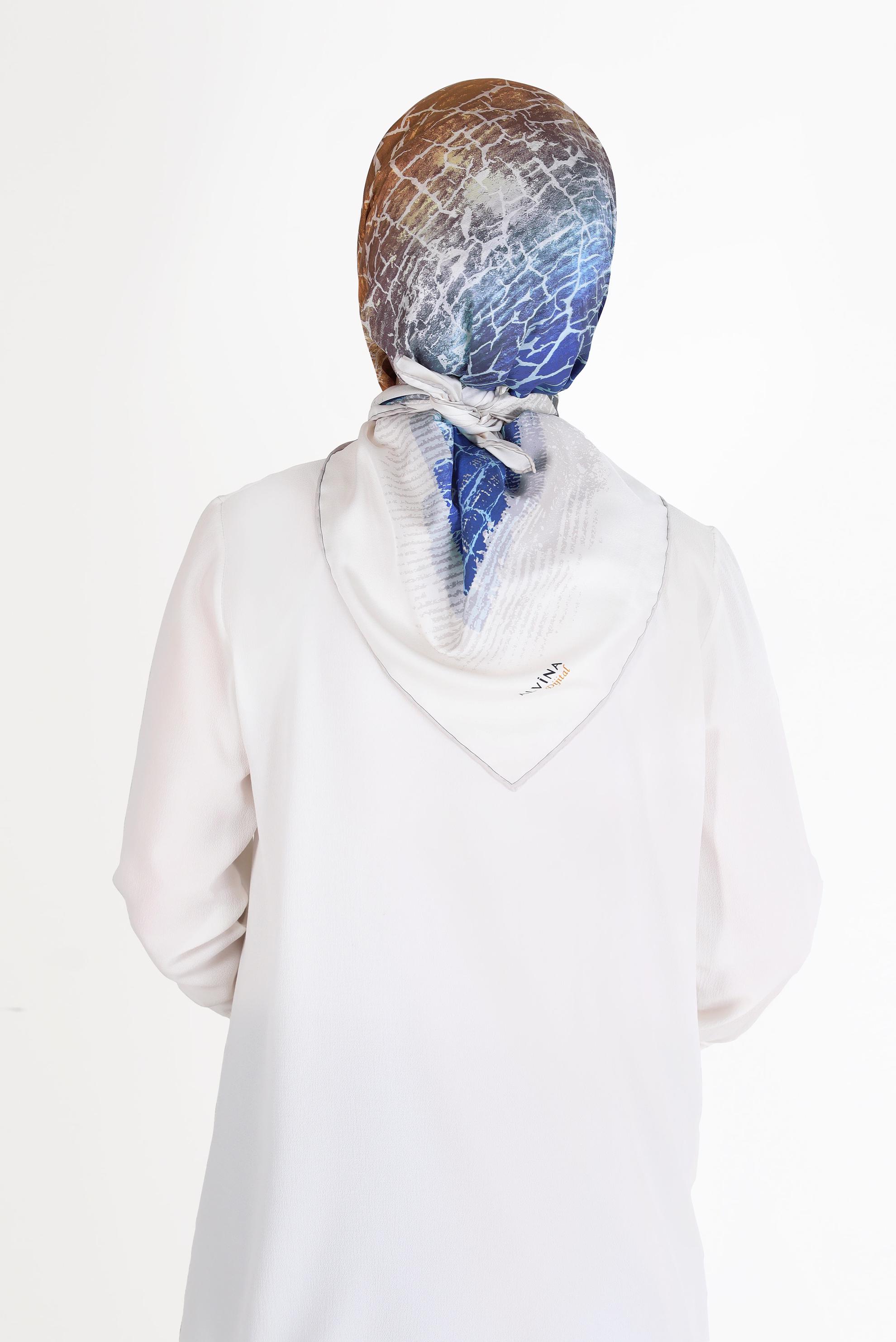 Tesettür giyim GRİ ALVİNA DİJİTAL TWİLL EŞARP 8105 