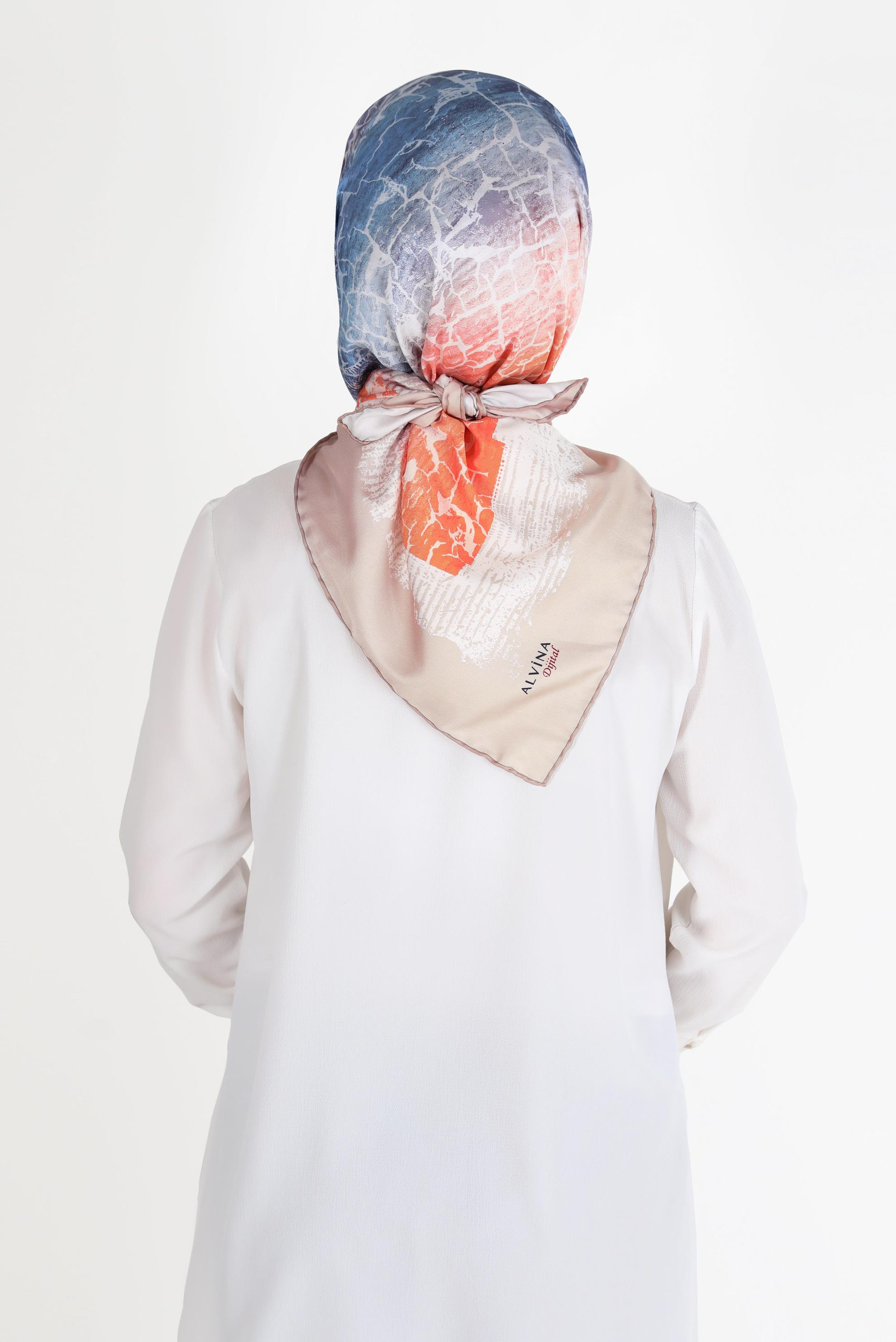 Tesettür giyim PEMBE ALVİNA DİJİTAL TWİLL EŞARP 8105 