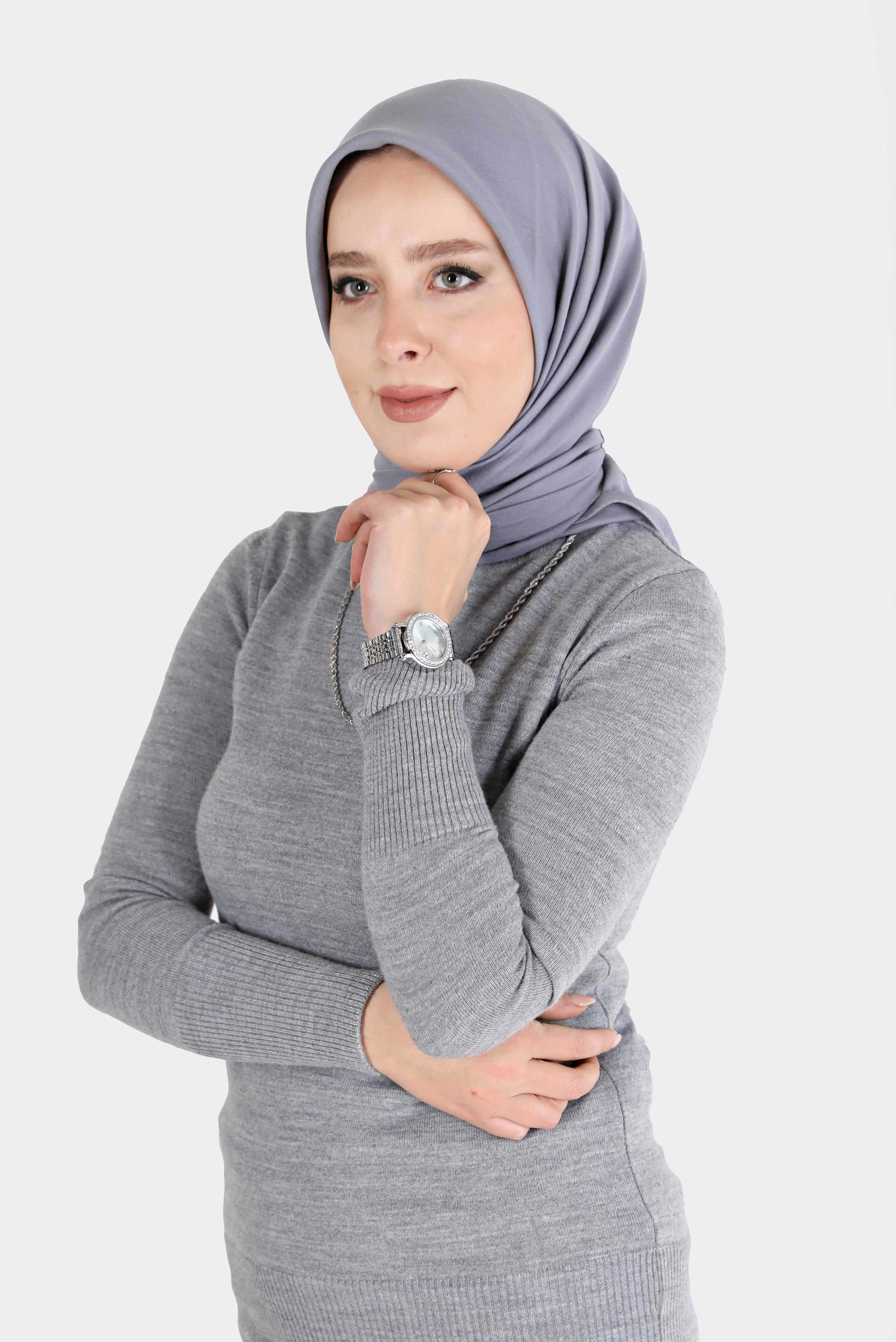 Tesettür giyim GRİ ALVİNA MEDİNE İPEĞİ EŞARP 8106 