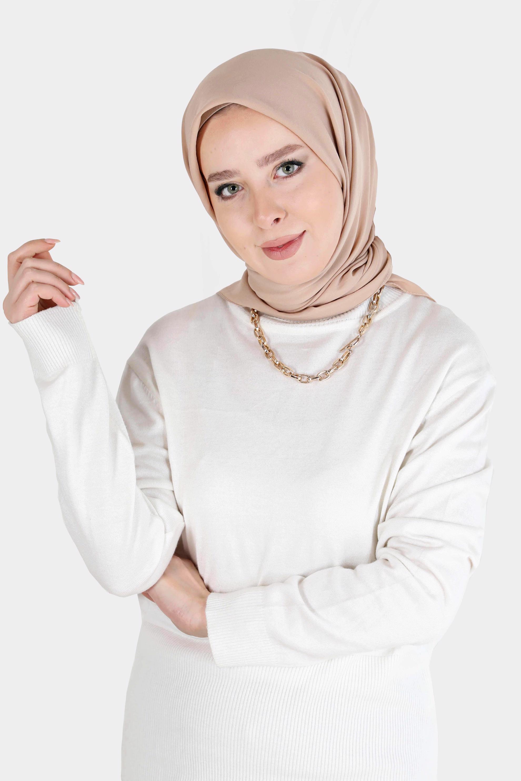 Tesettür giyim ALTIN ALVİNA MEDİNE İPEĞİ EŞARP 8106 