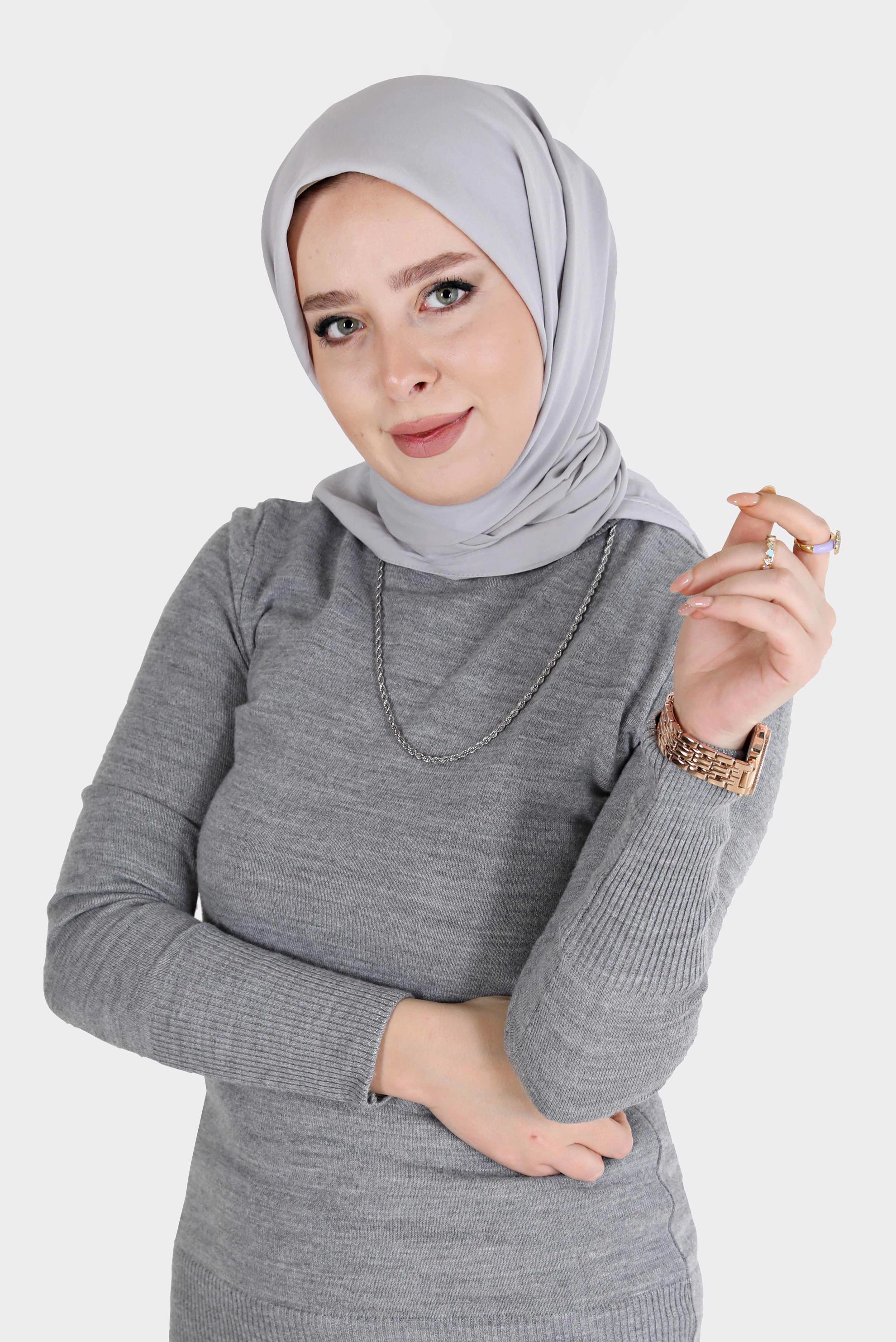 Tesettür giyim GÜMÜŞ ALVİNA MEDİNE İPEĞİ EŞARP 8106 